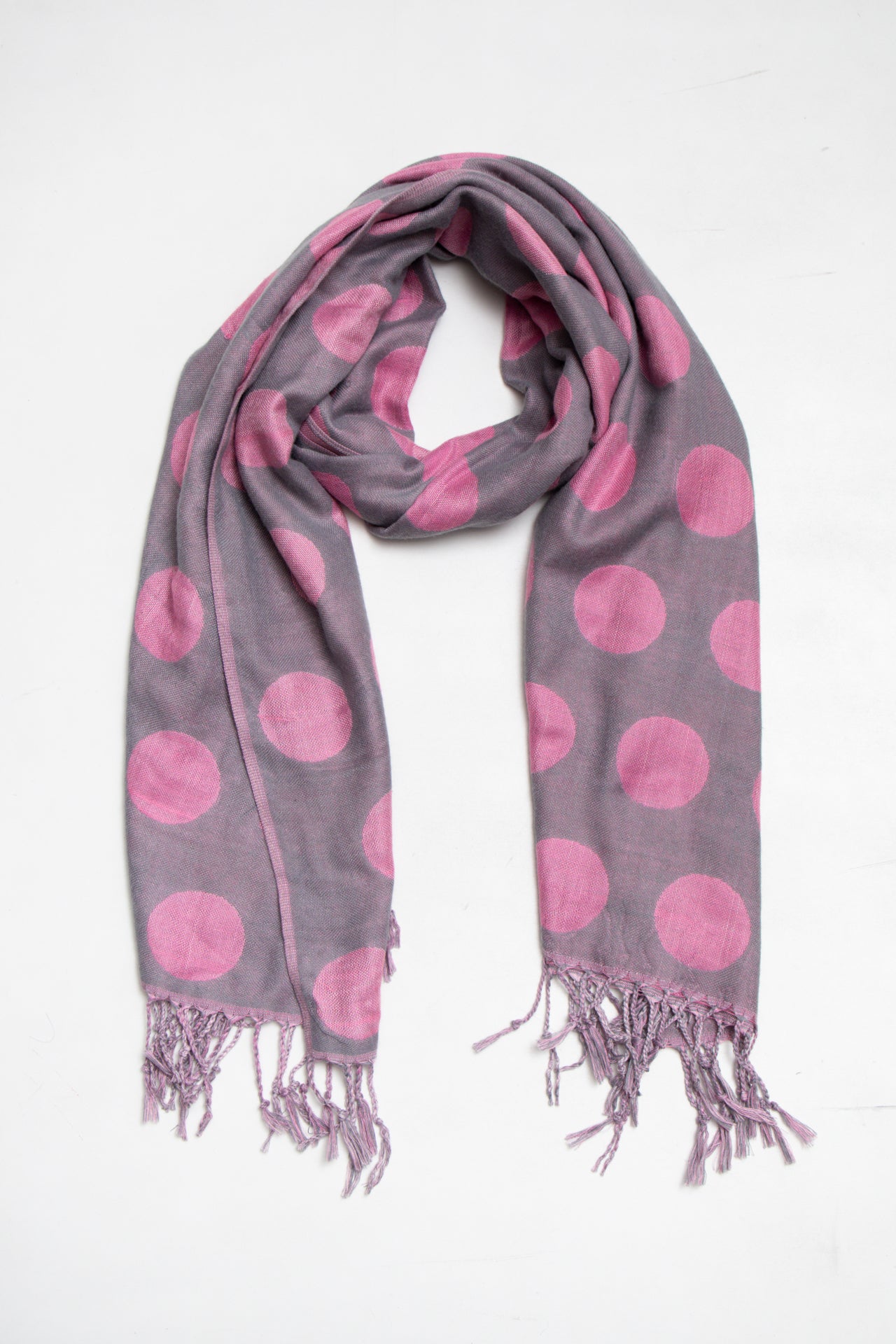 #139 Pink & grey polka dot scarf | c. 164