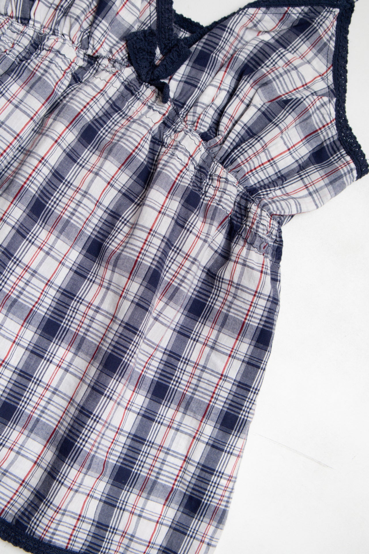 #148 3 Suisses cotton plaid cami | c. 164 | size 6/8