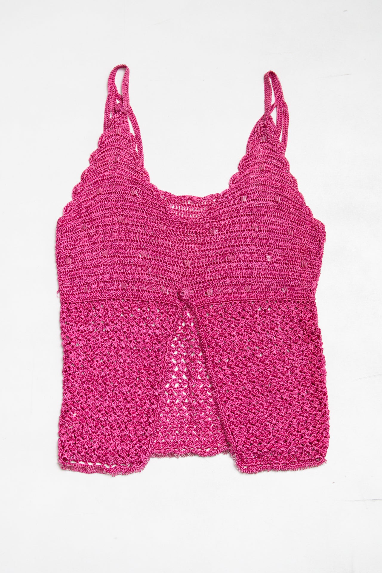 #152 hot pink beaded crochet cami | c. 164 | size 8