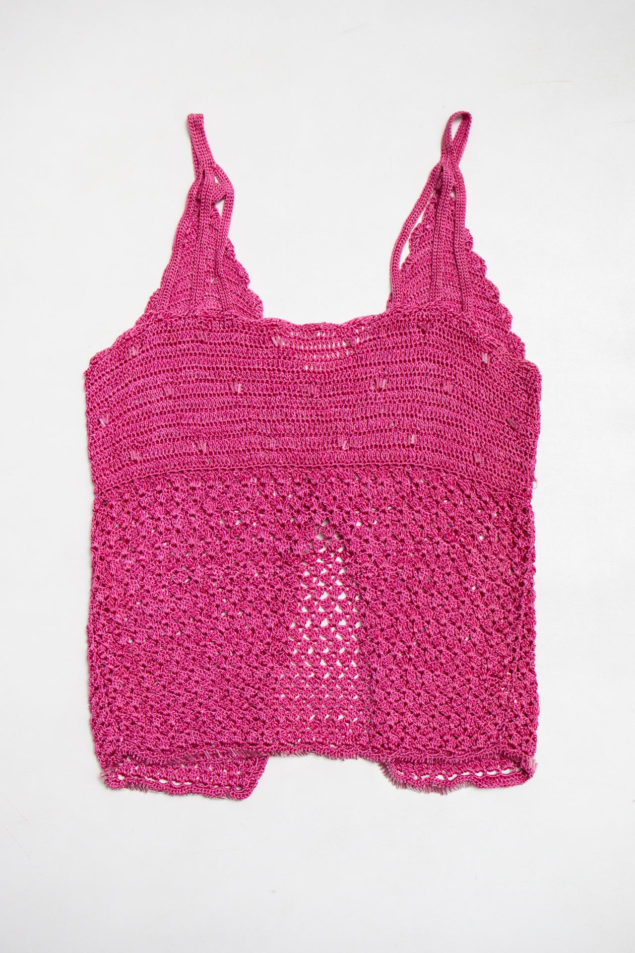 #152 hot pink beaded crochet cami | c. 164 | size 8