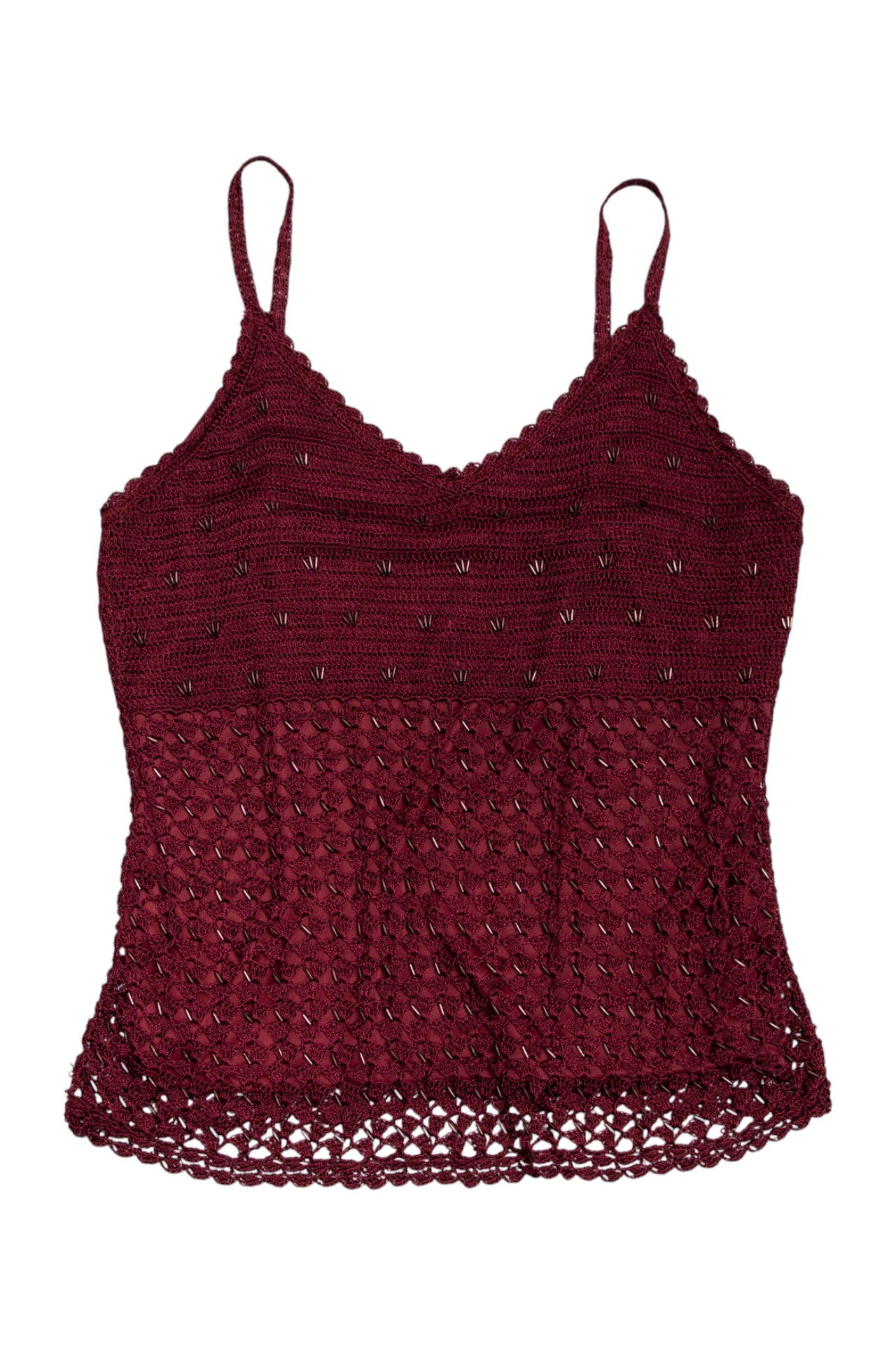 #154 Bugurdy beaded lined crochet cami | c. 164 | size 10