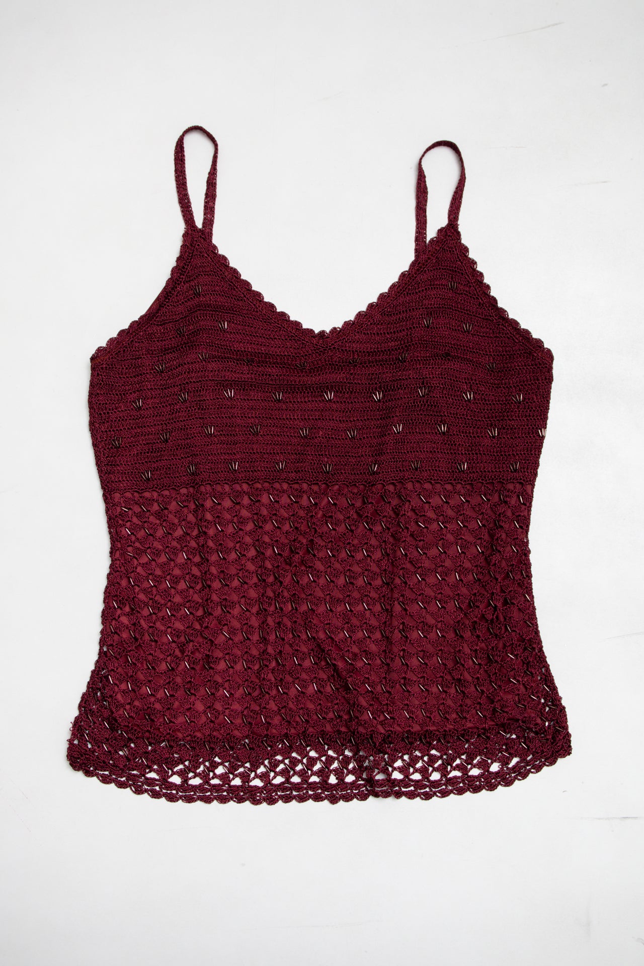 #154 Bugurdy beaded lined crochet cami | c. 164 | size 10