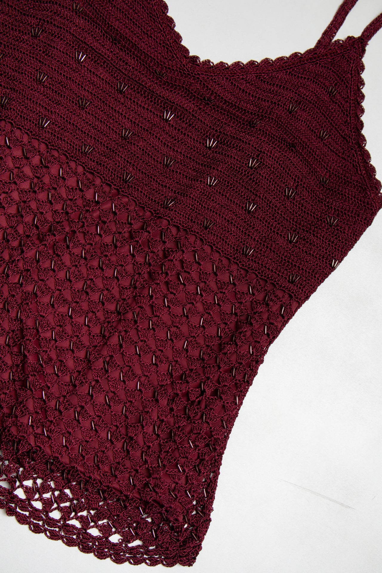 #154 Bugurdy beaded lined crochet cami | c. 164 | size 10
