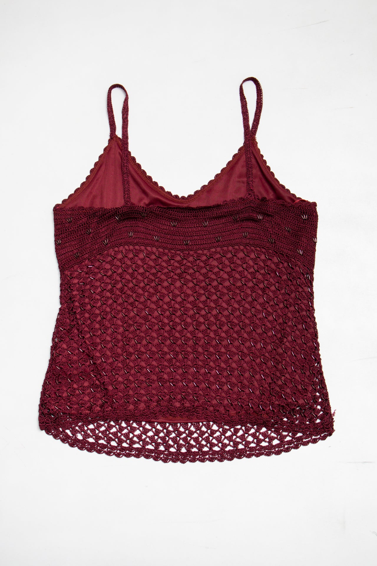 #154 Bugurdy beaded lined crochet cami | c. 164 | size 10