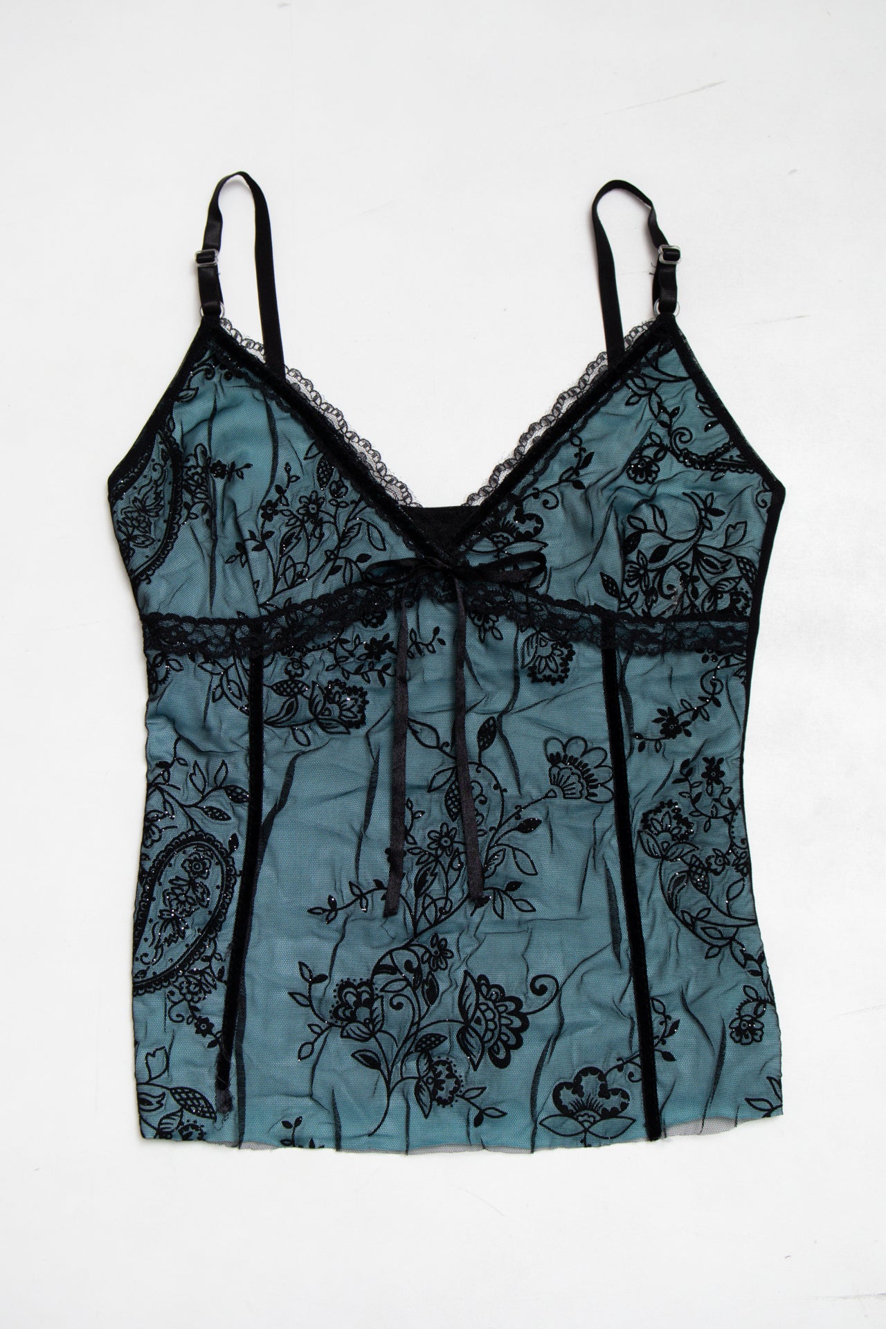 #165 teal lined lace cami | c. 164 | size 8
