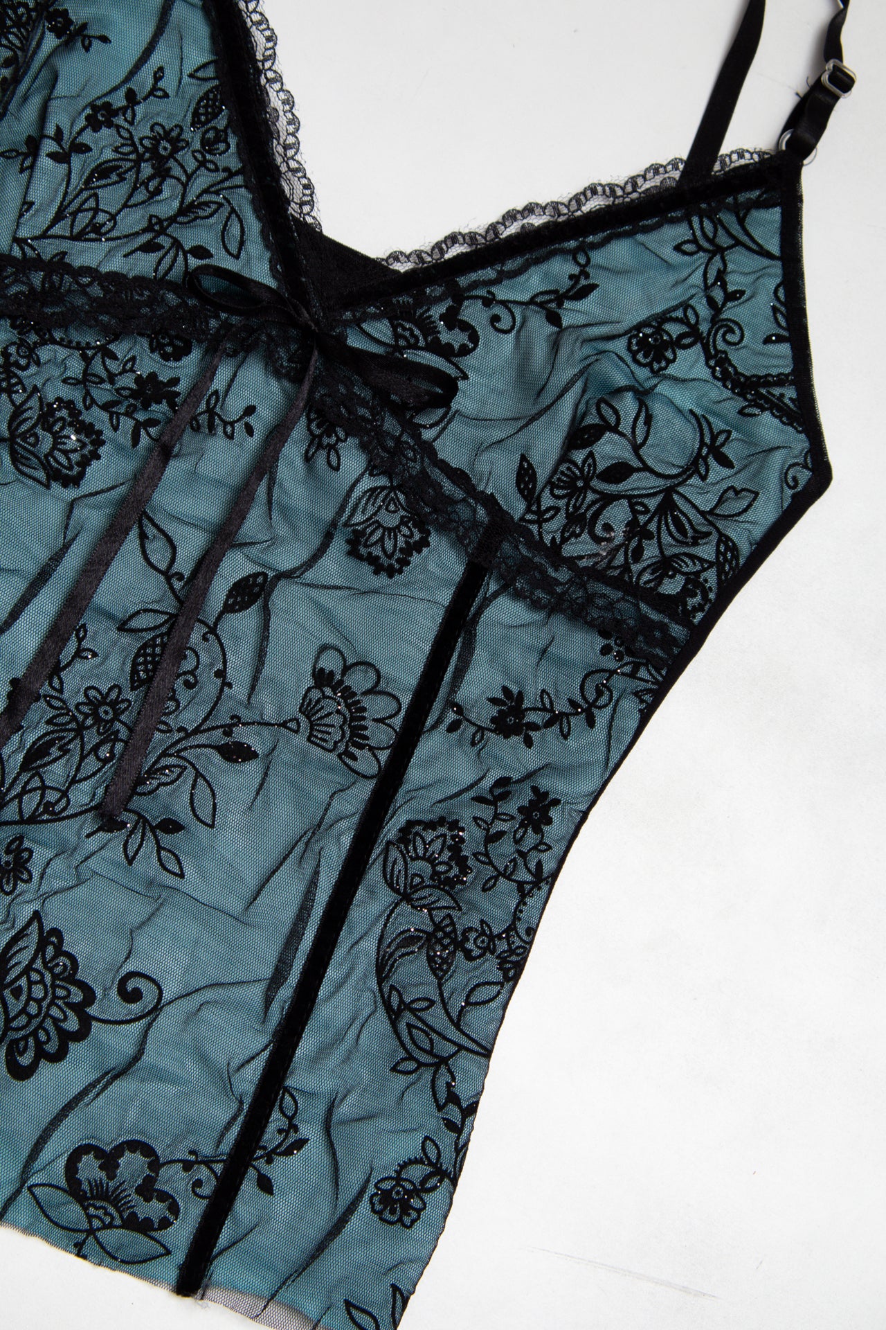 #165 teal lined lace cami | c. 164 | size 8