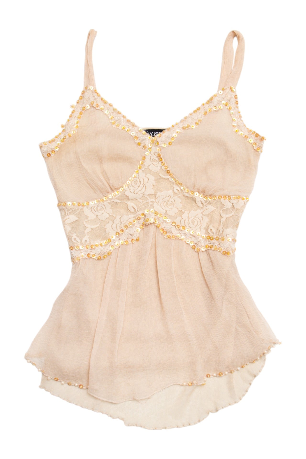 #164 Yisiya Mesh sequin flowy cami w lace trim | C 150 | Size 10