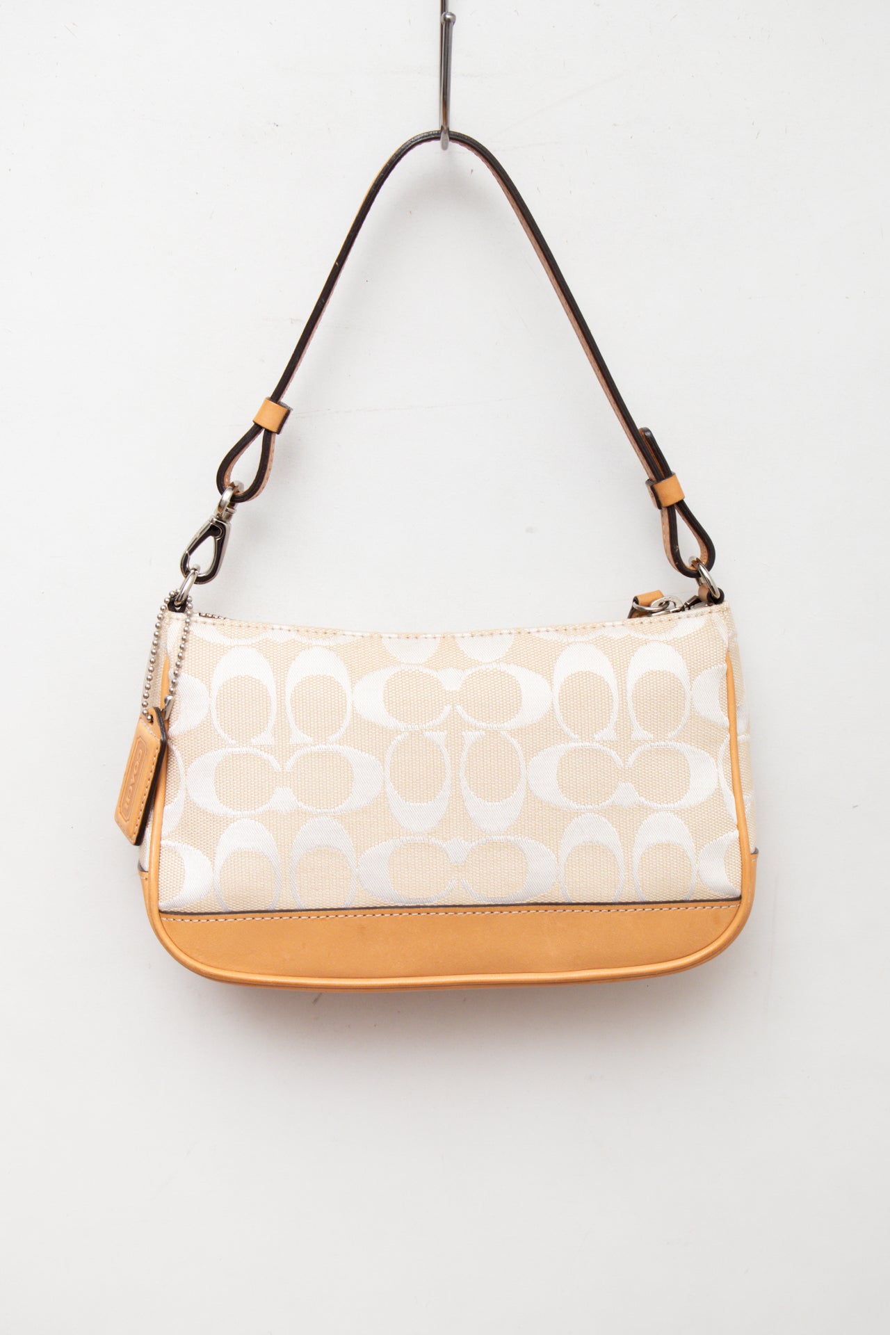 #188 Coach white canvas/leather monogram demi bag | c. 164