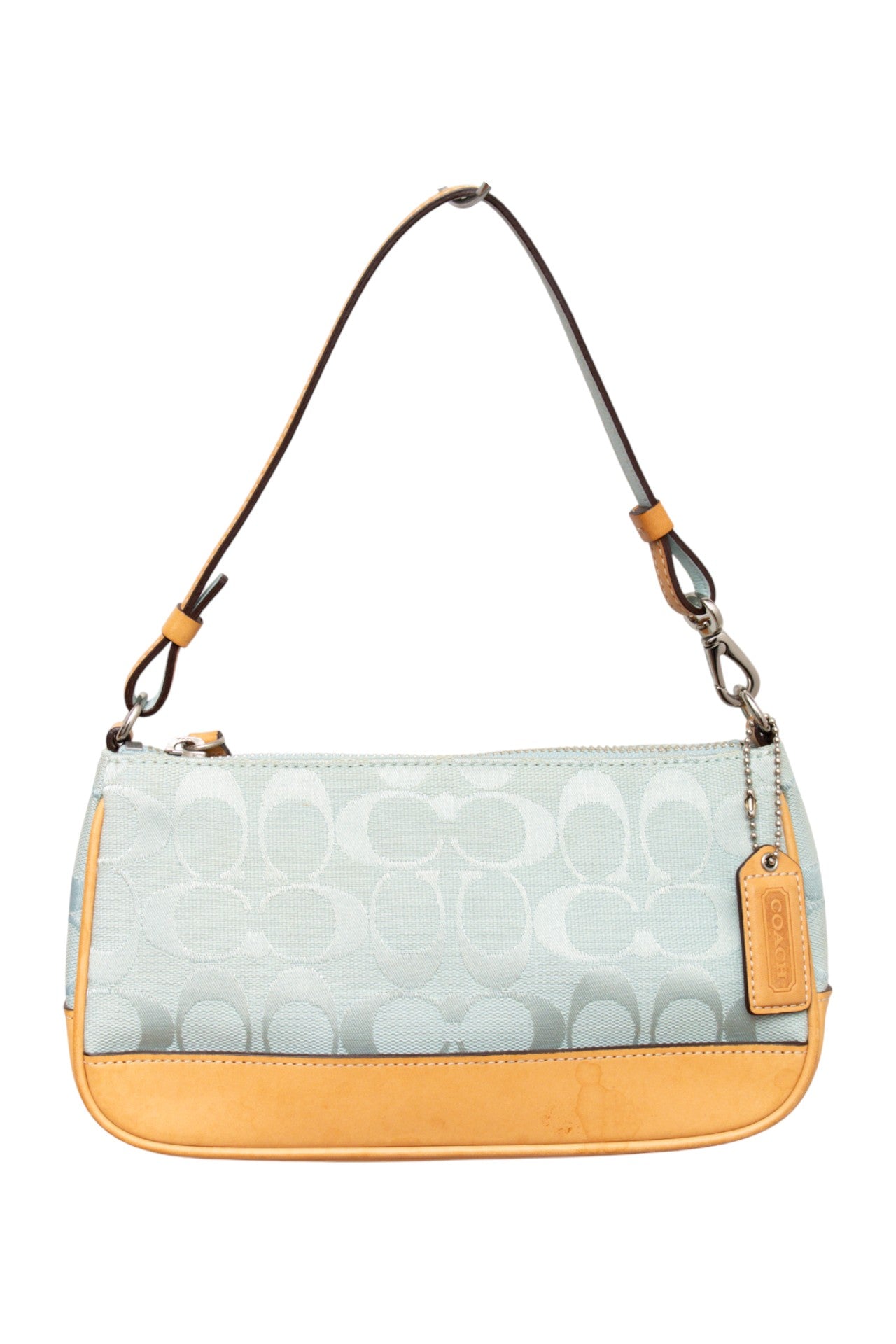 #189 Coach blue & brown canvas/leather monogram demi bag | c. 164