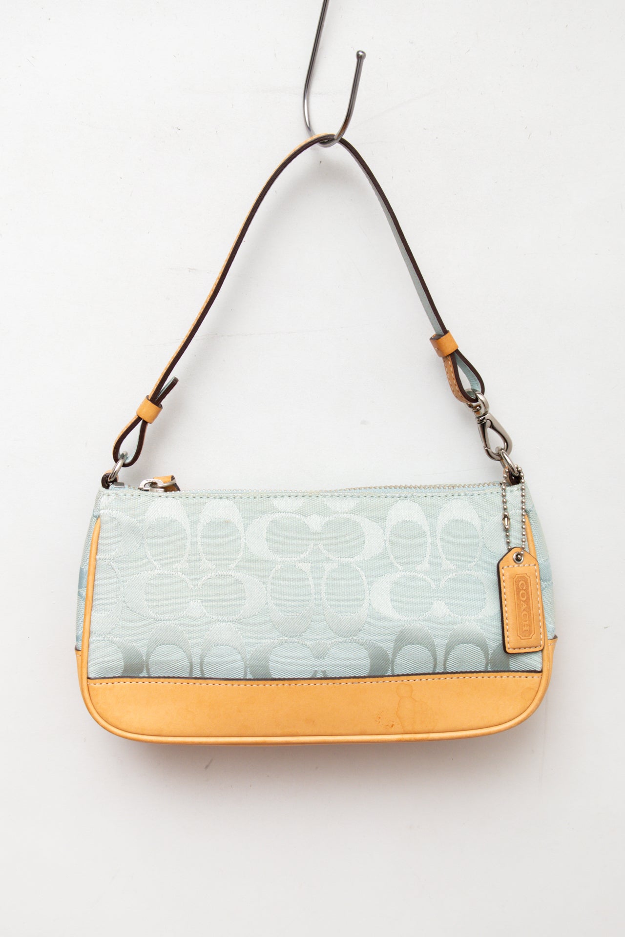 #189 Coach blue & brown canvas/leather monogram demi bag | c. 164