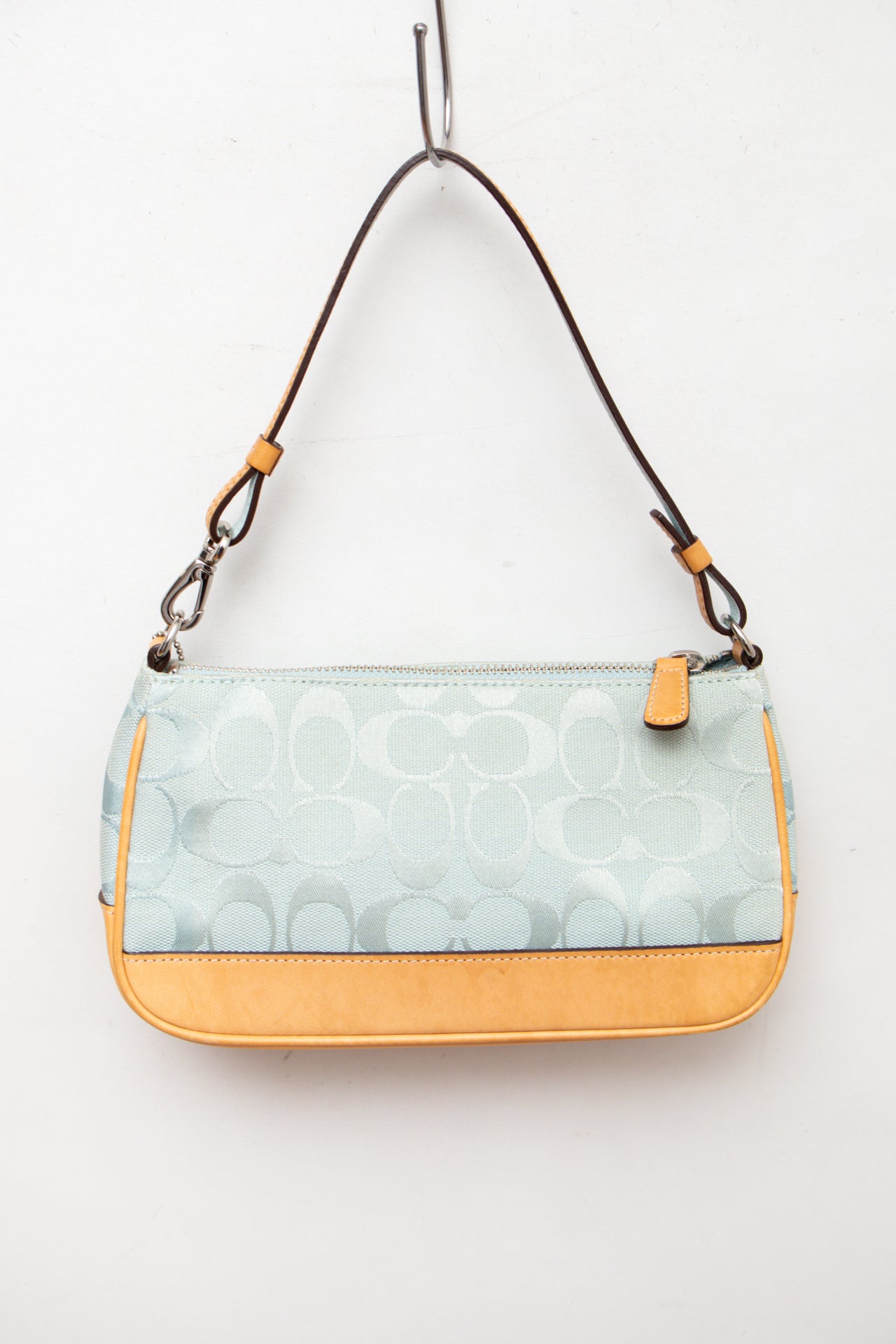 #189 Coach blue & brown canvas/leather monogram demi bag | c. 164