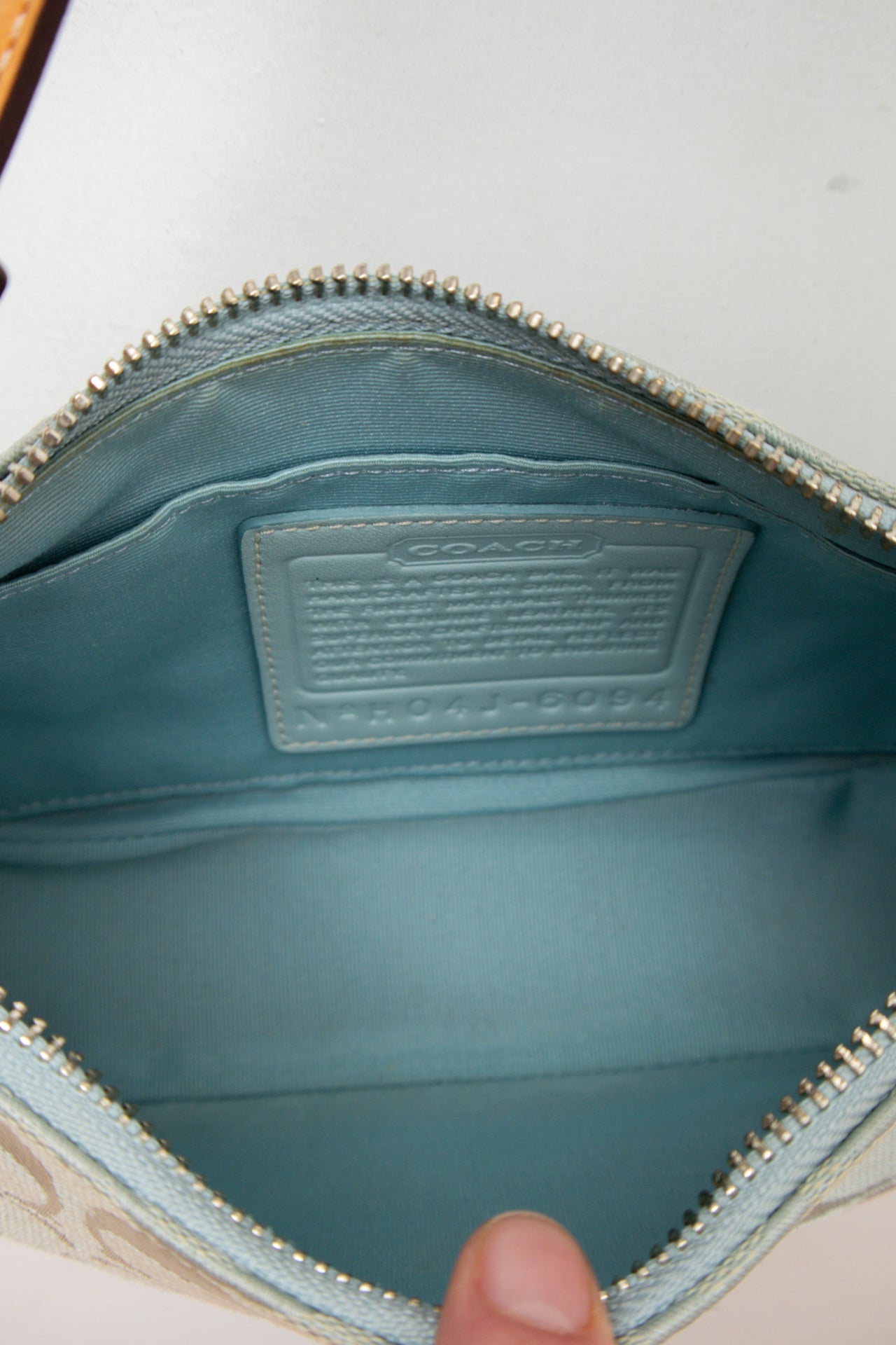 #189 Coach blue & brown canvas/leather monogram demi bag | c. 164