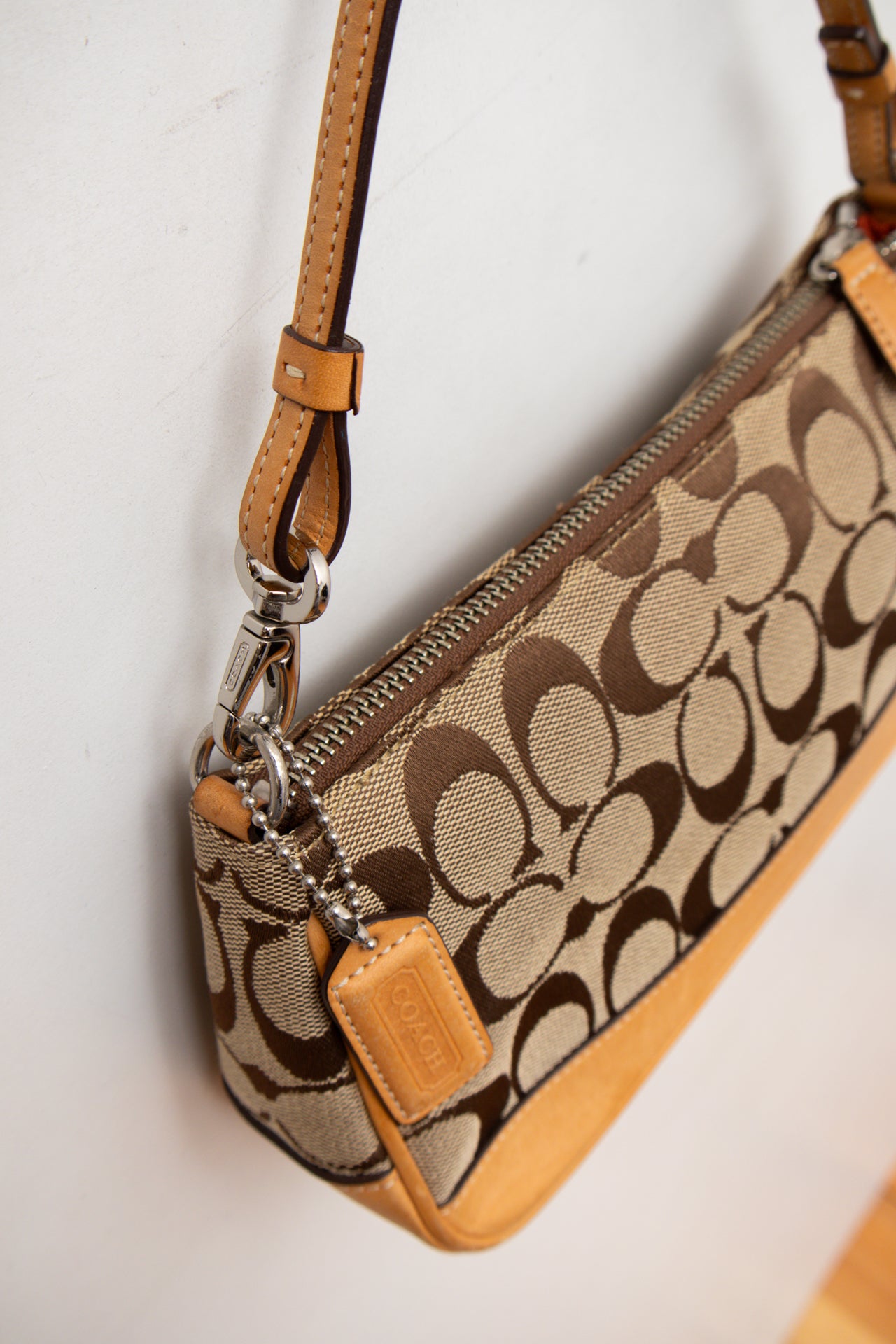 #190 Coach brown canvas/leather monogram demi bag | c. 164