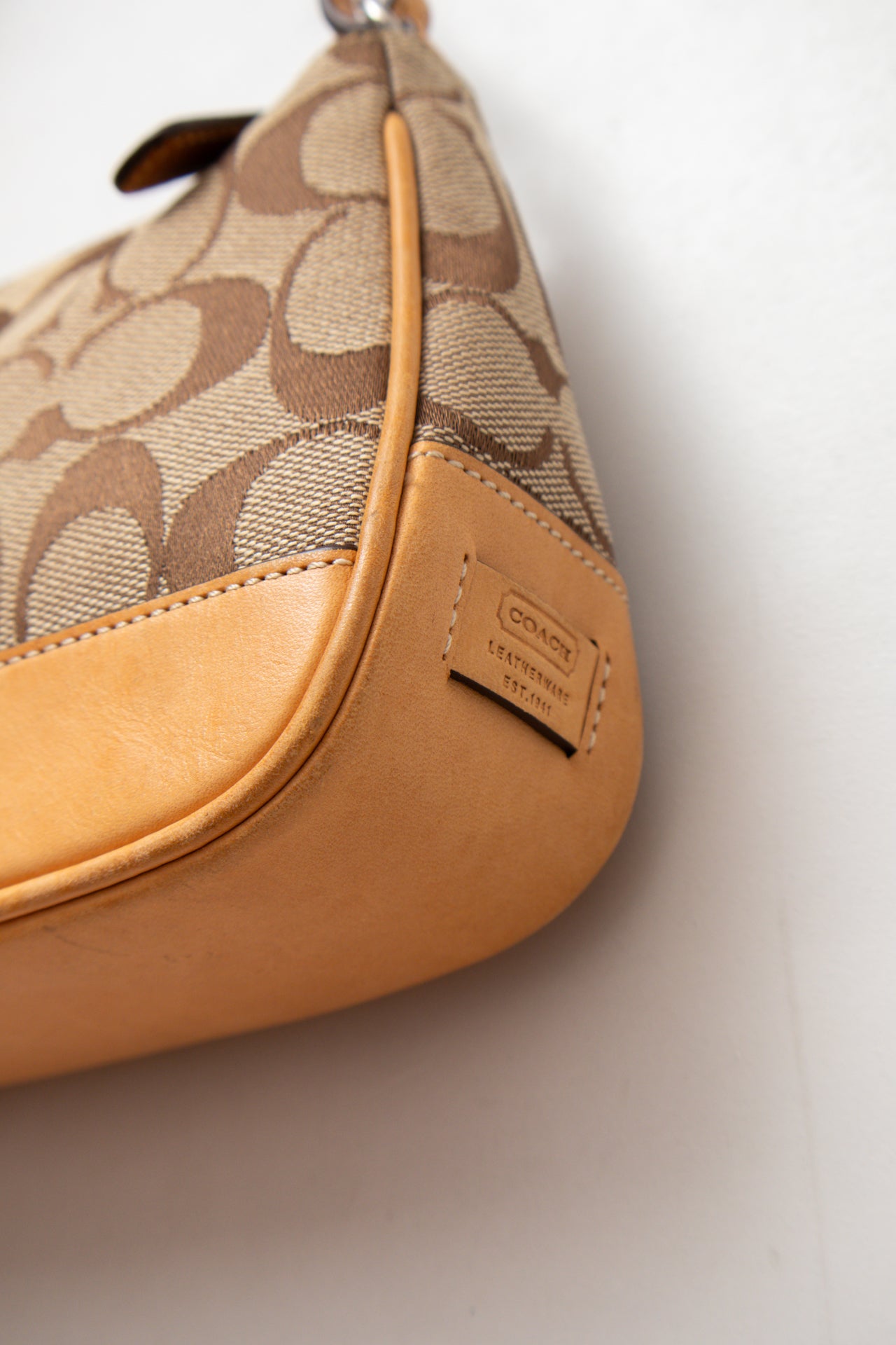 #190 Coach brown canvas/leather monogram demi bag | c. 164