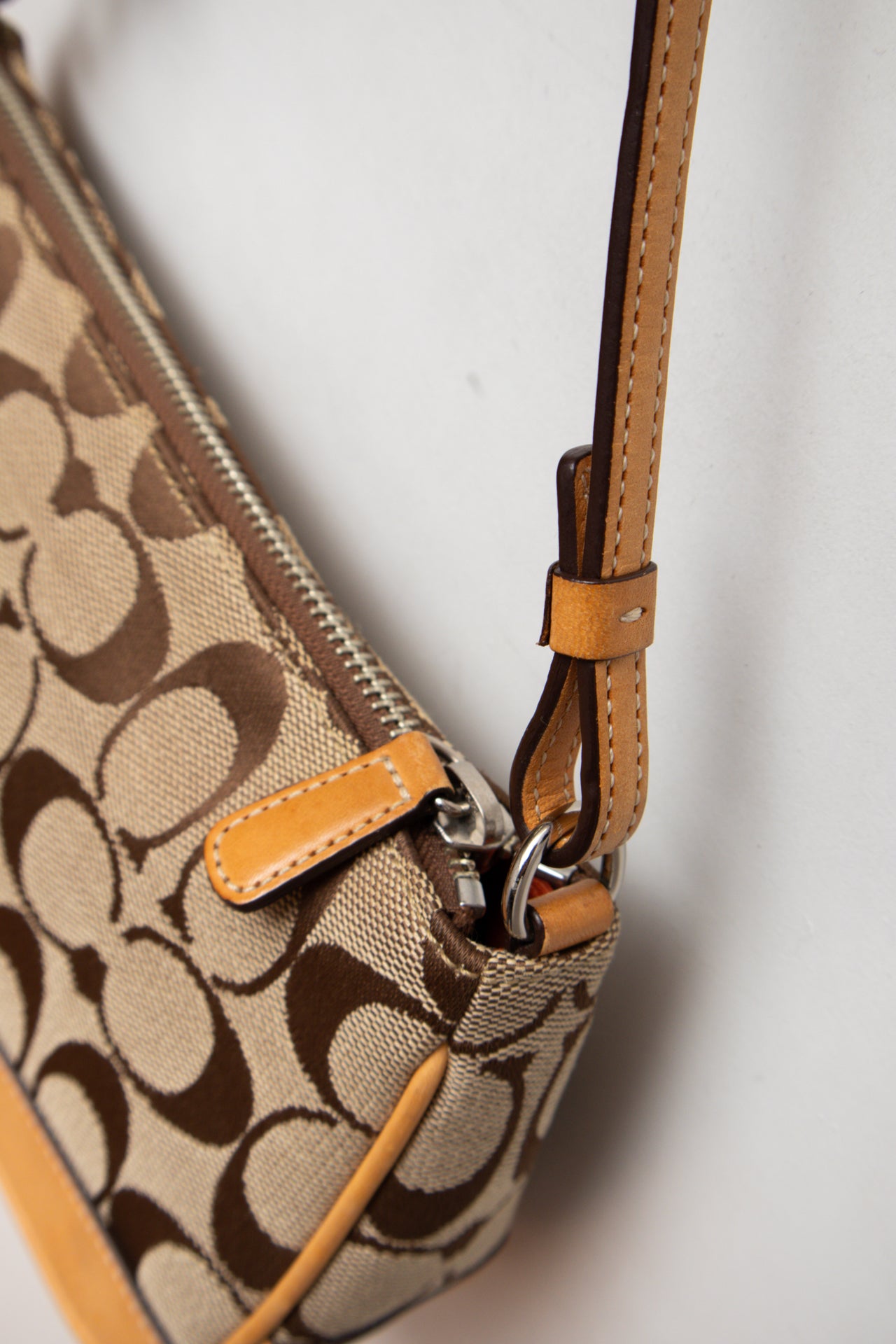 #190 Coach brown canvas/leather monogram demi bag | c. 164