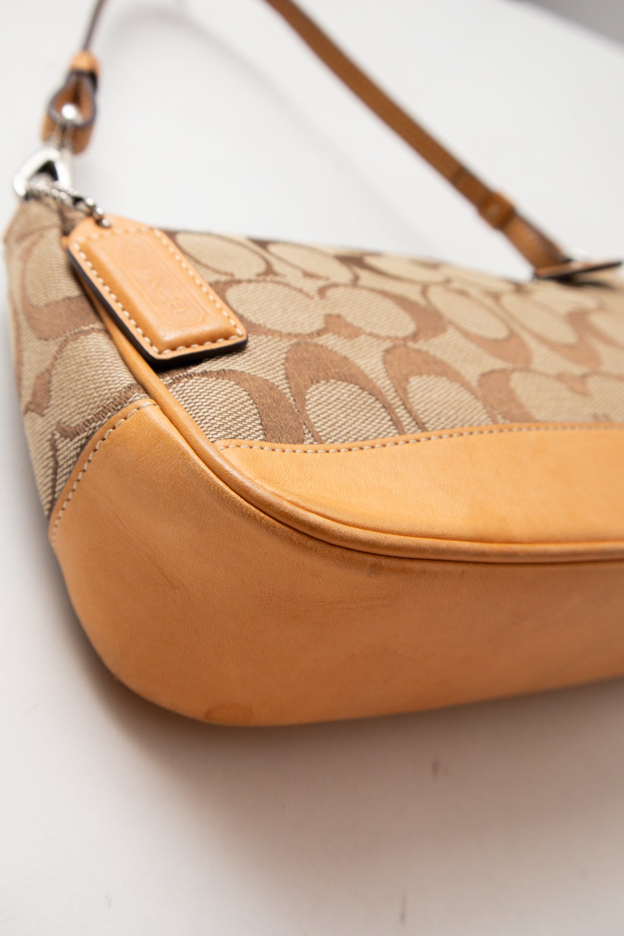 #190 Coach brown canvas/leather monogram demi bag | c. 164