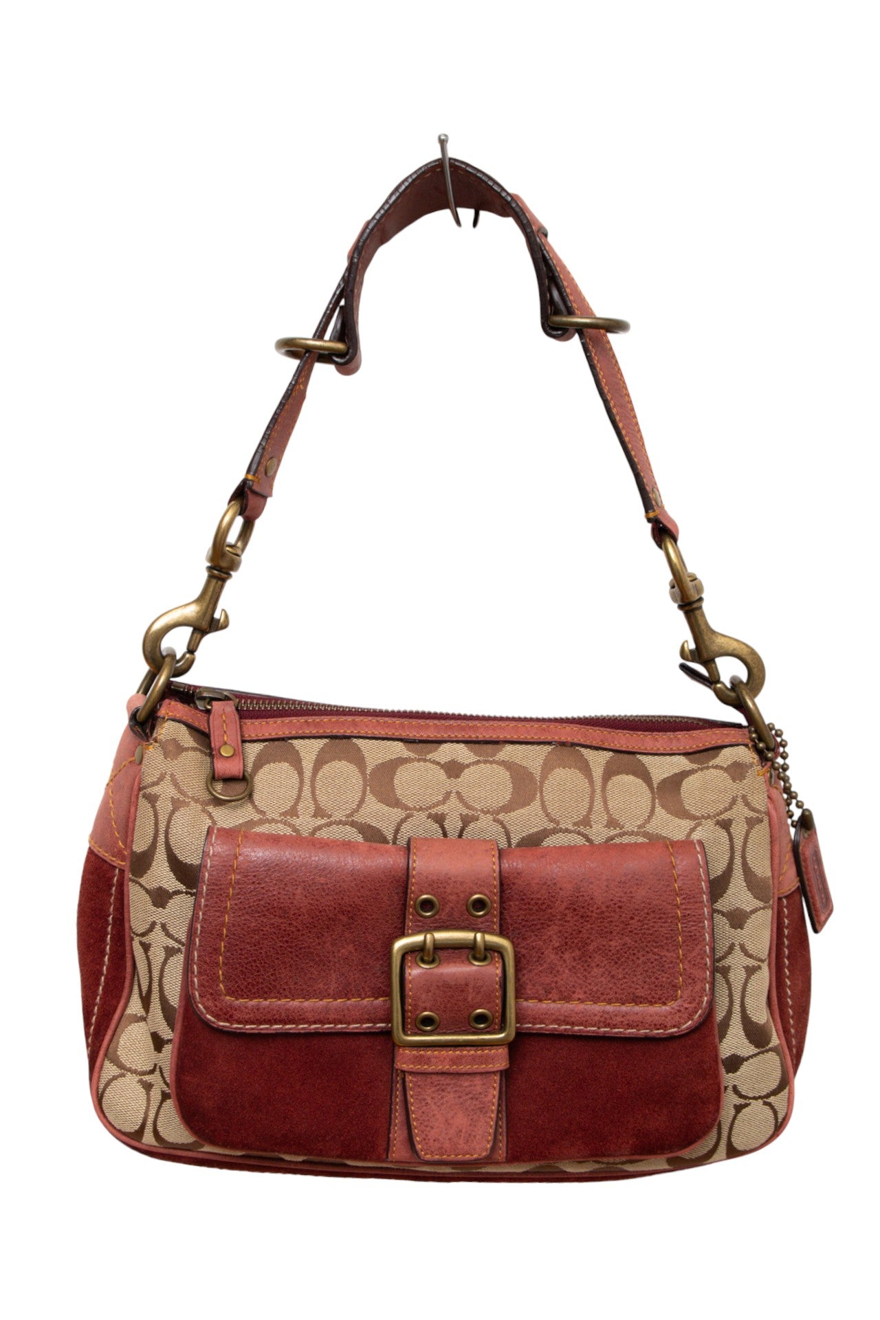 #192 Coach burgundy suede buckle bag | c. 164