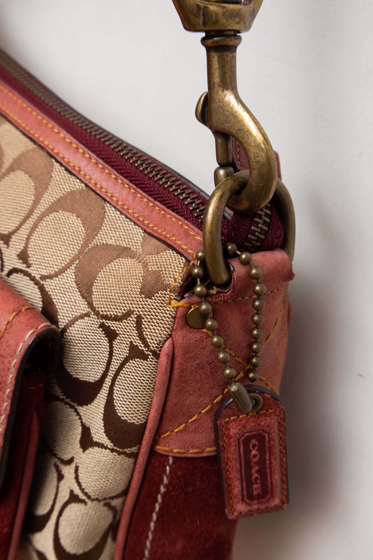 #192 Coach burgundy suede buckle bag | c. 164