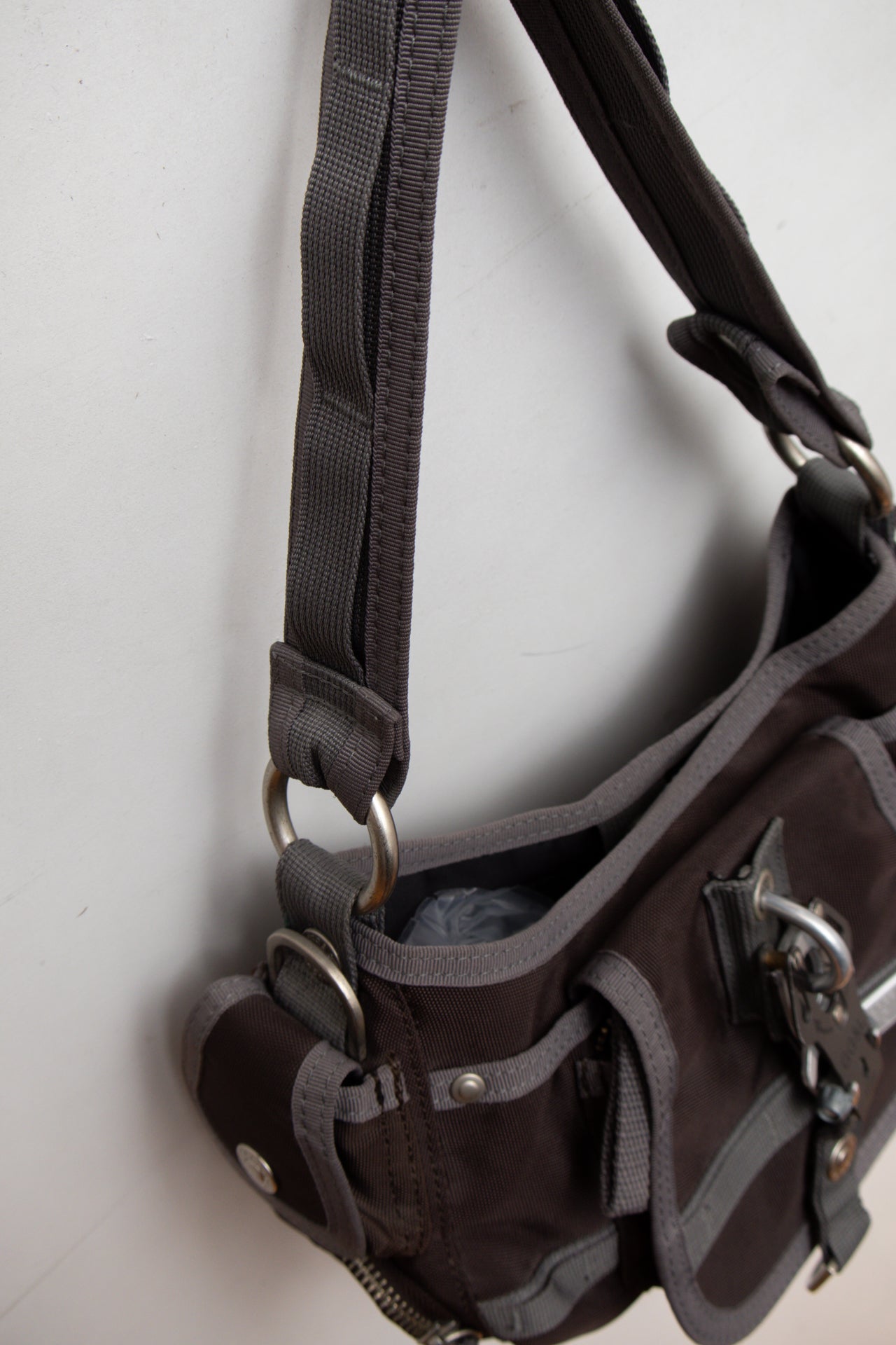#195 GG&L brown/grey mini utility bag | c. 164