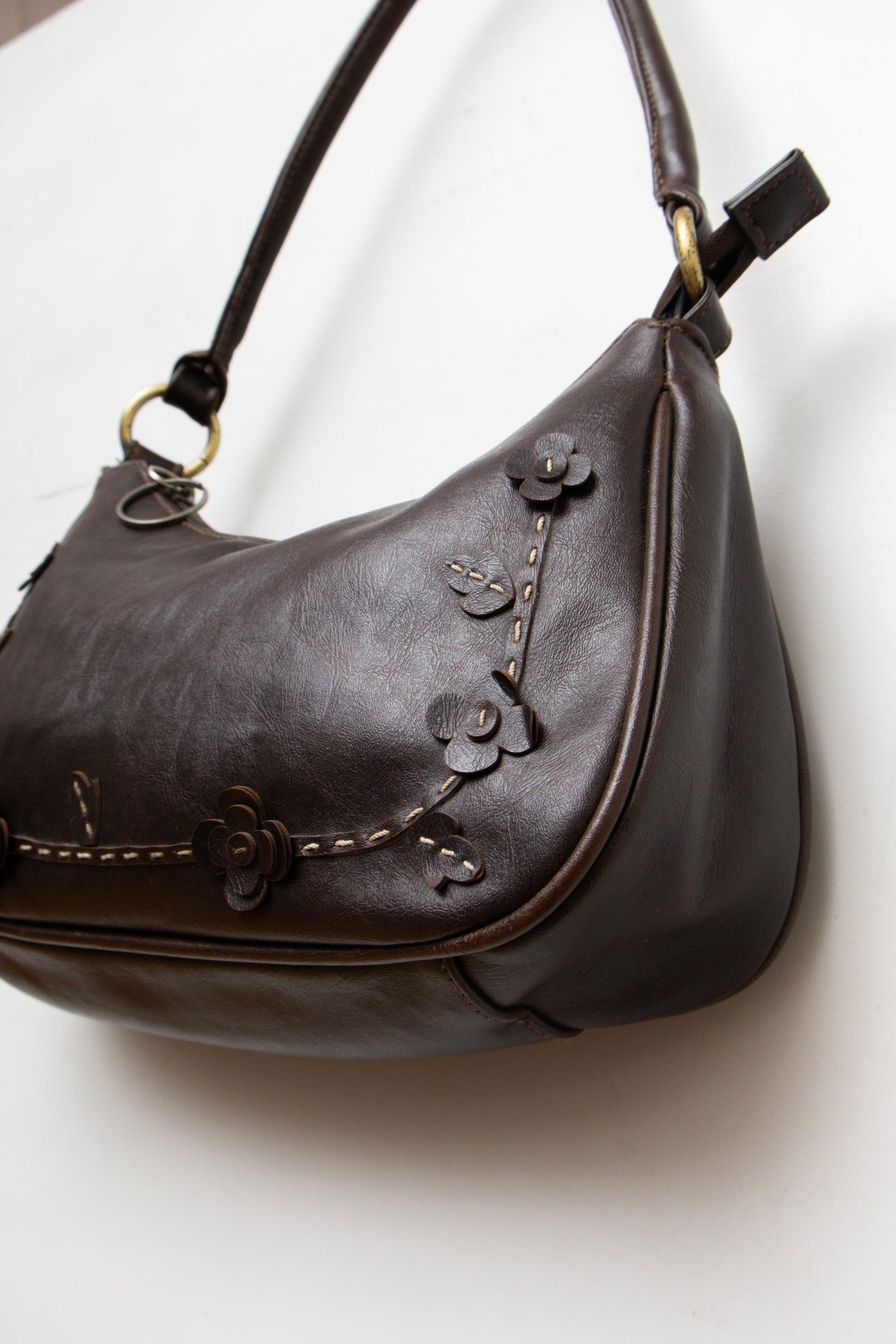 #119 Brown Leather Floral Shoulder Bag | Collection 139