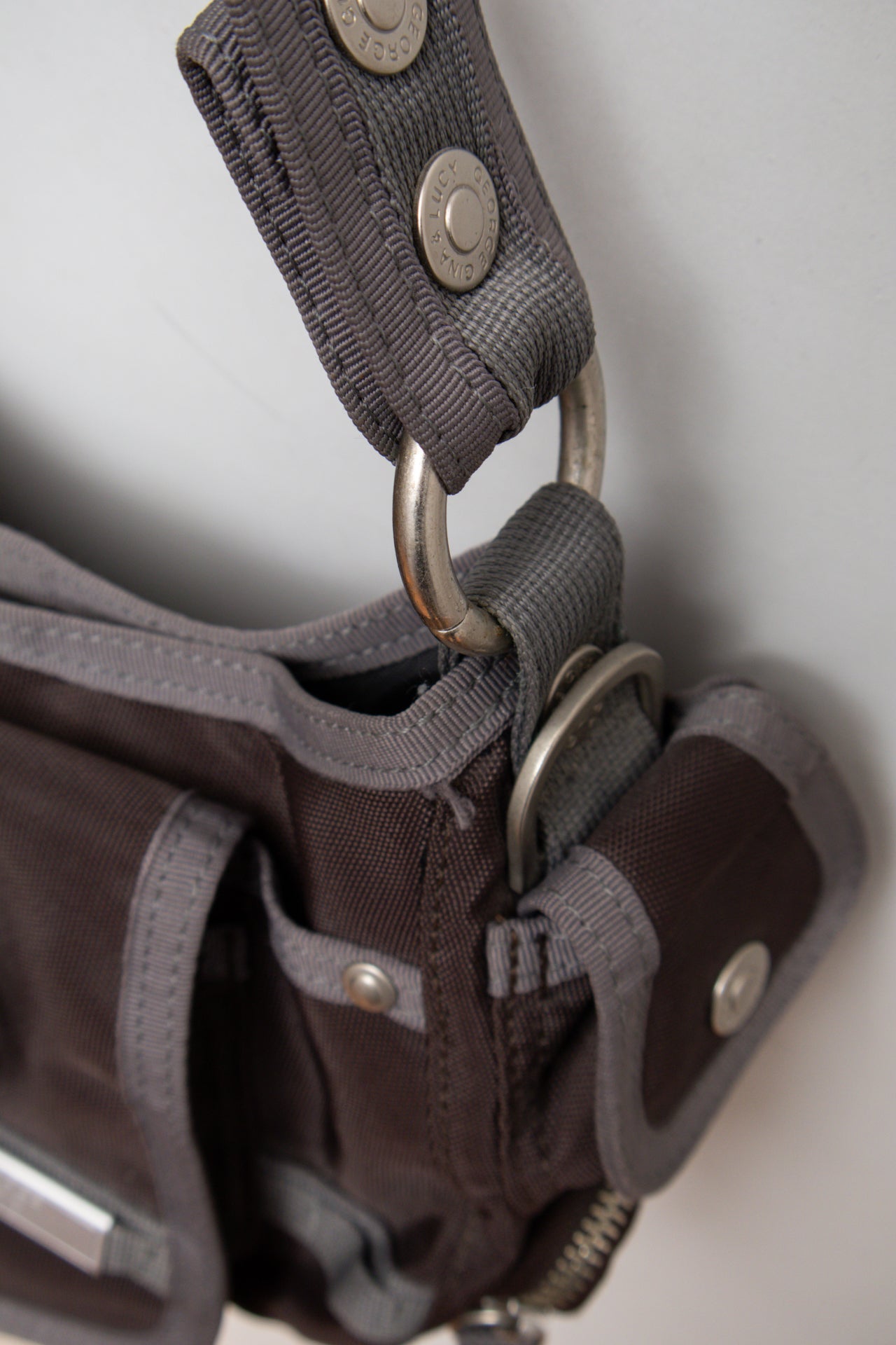 #195 GG&L brown/grey mini utility bag | c. 164