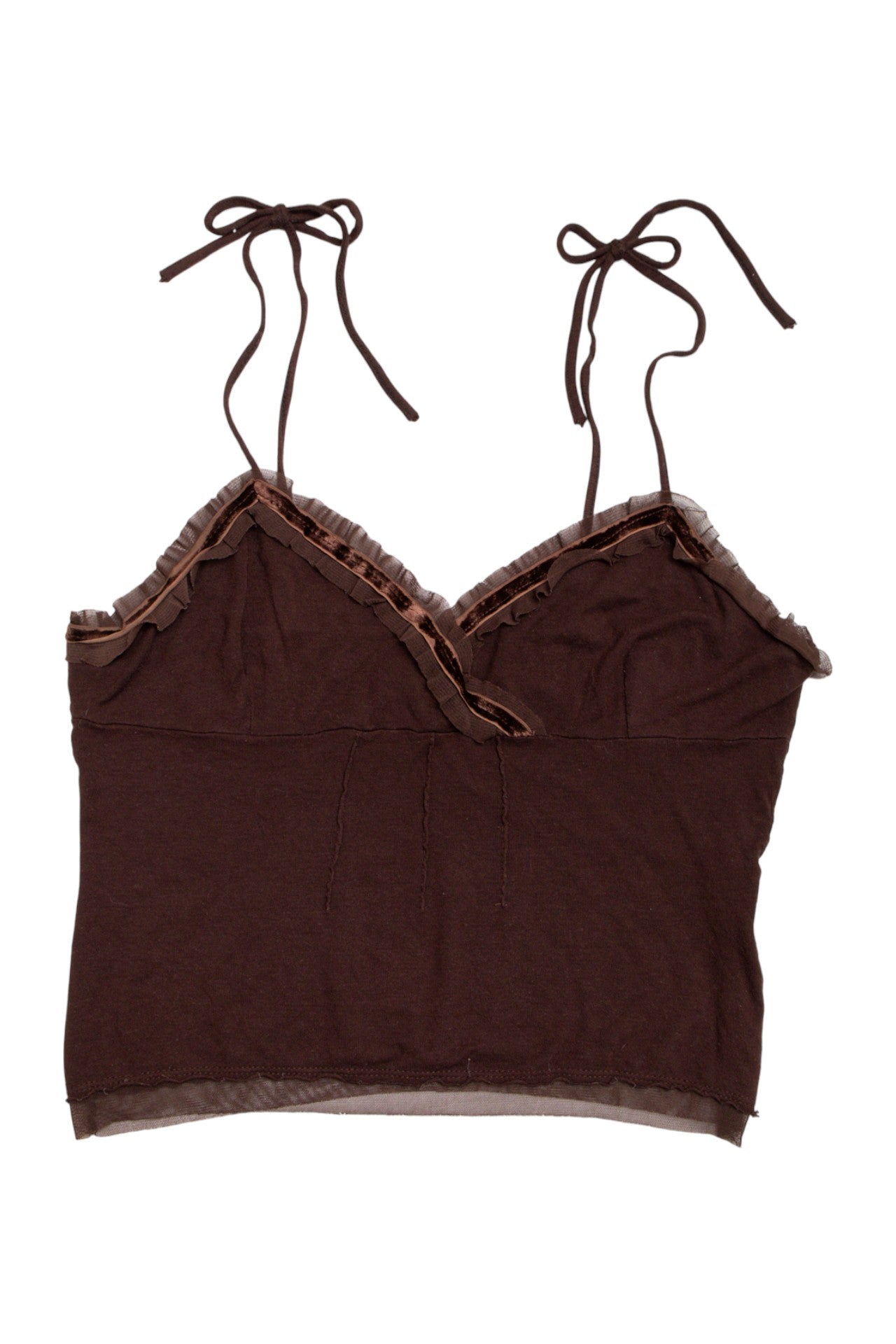 #170 Mötivi brown velvet mesh trim cami | c. 164 | size 8