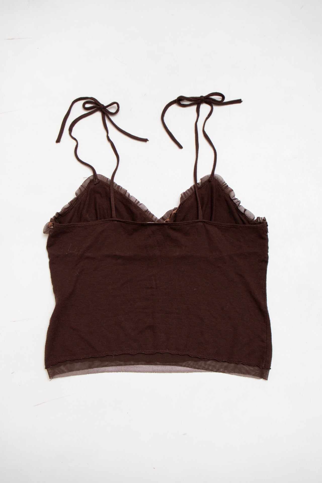 #170 Mötivi brown velvet mesh trim cami | c. 164 | size 8