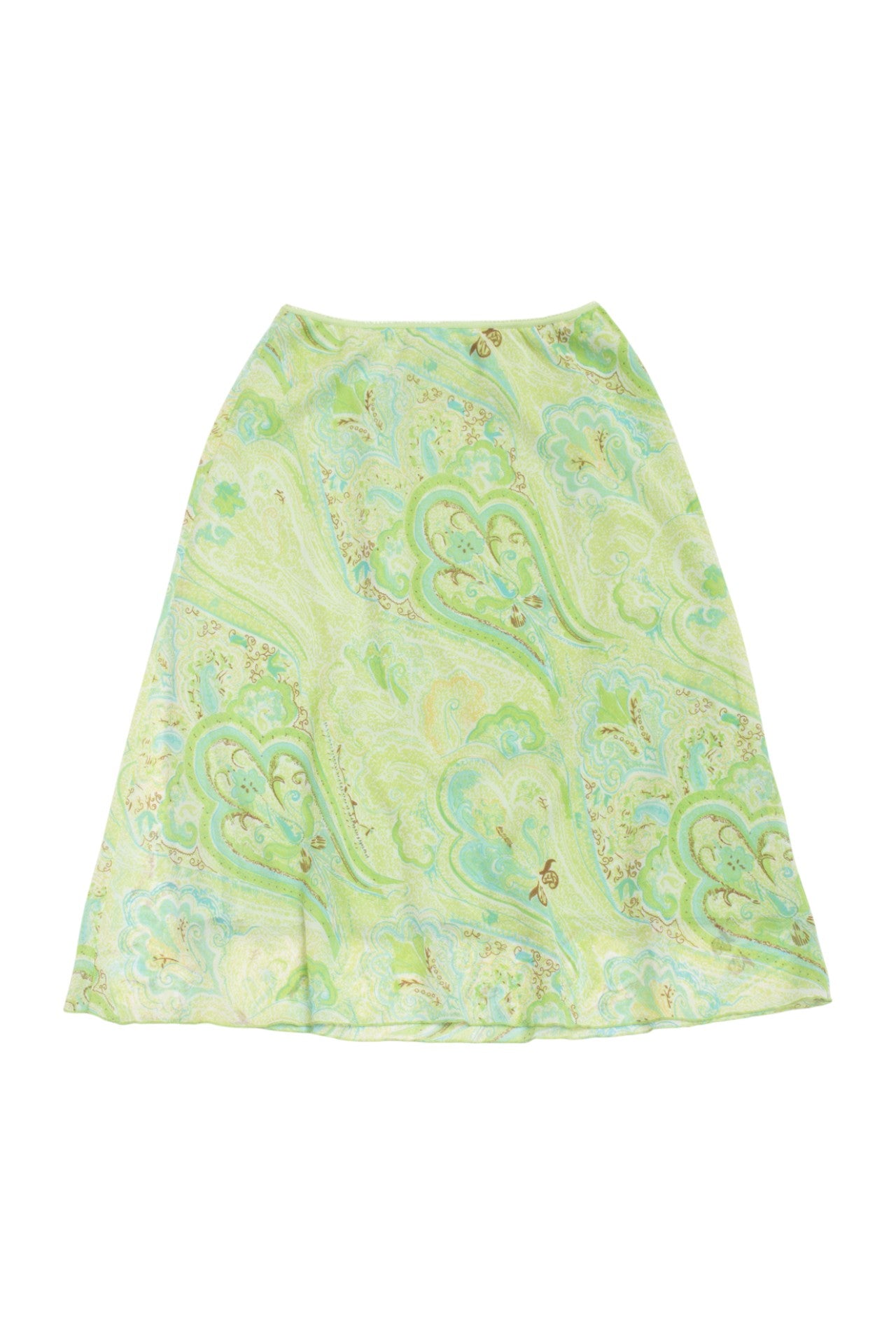 #173 Jonathan Martin green paisley midi skirt | c. 164 | size 10