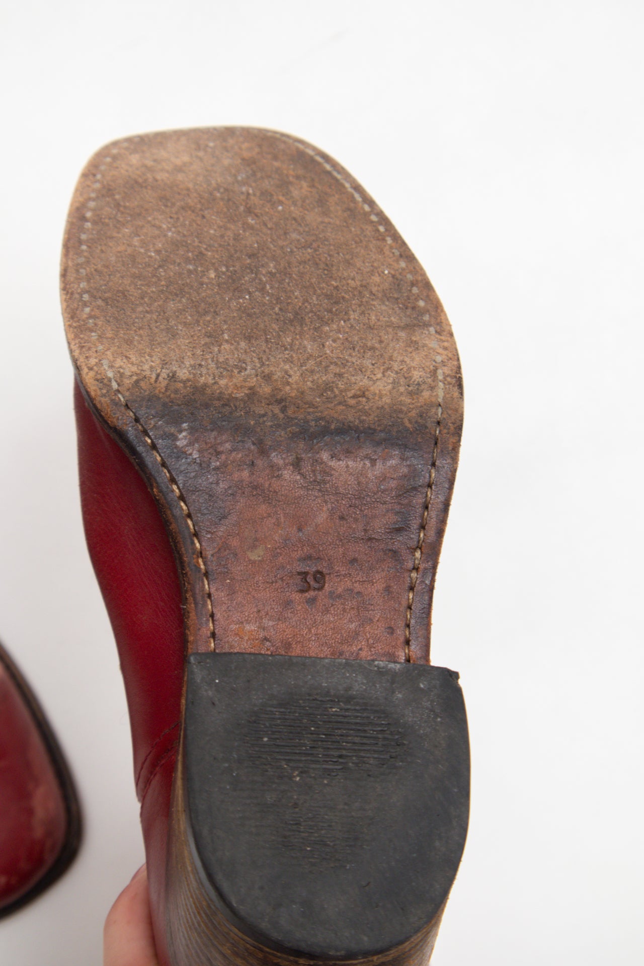 #184 *Rare Sendra red leather floral boots | Size W 8/39 | c. 156