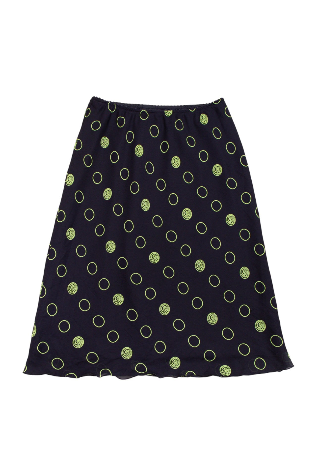 #174 Laura green/black polka dot midi skirt | c. 164 | size 8/10