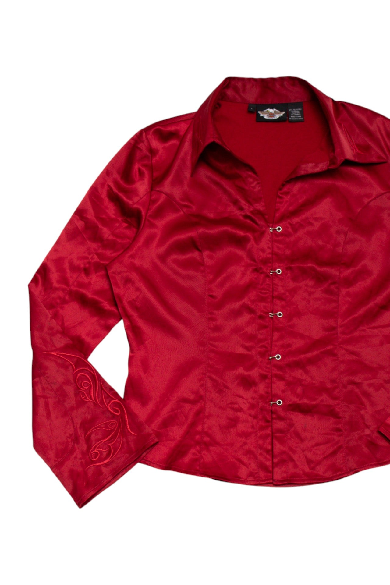 #178 Harley Davidson satin embroidered top | c. 164 | size 12