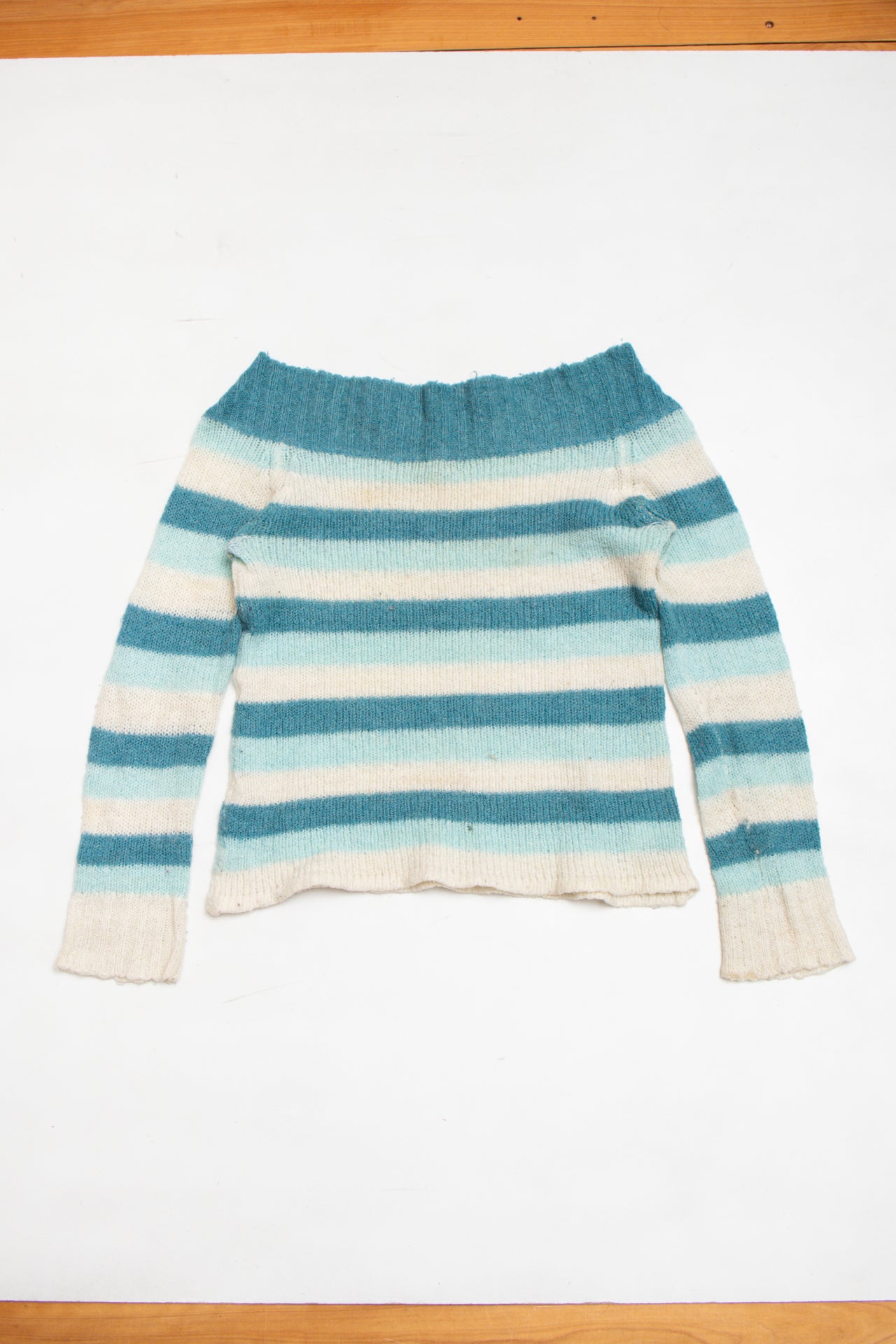 #180 Mohair blend teal/white jumper | c. 164 | size 8