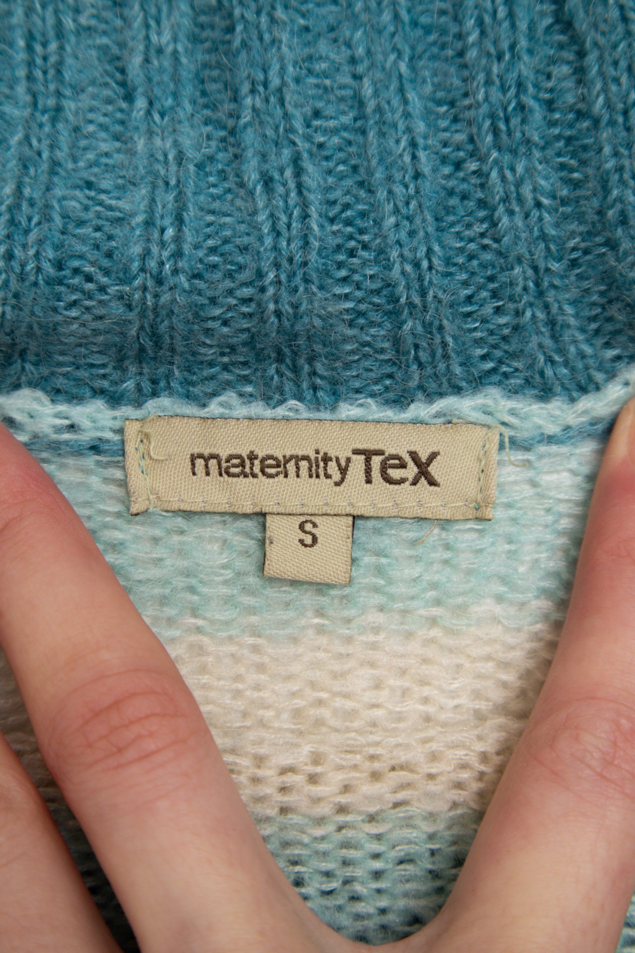 #180 Mohair blend teal/white jumper | c. 164 | size 8