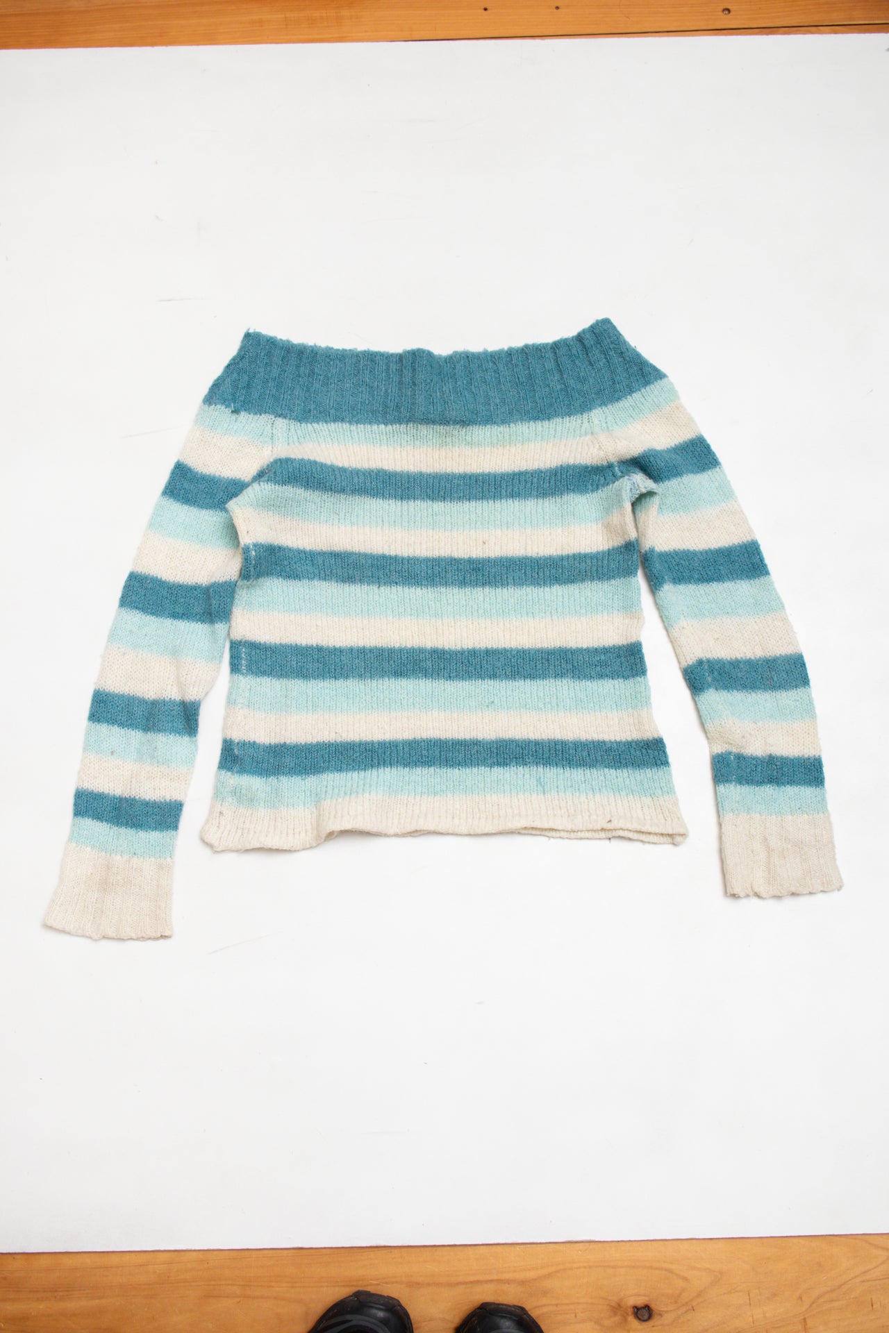 #180 Mohair blend teal/white jumper | c. 164 | size 8