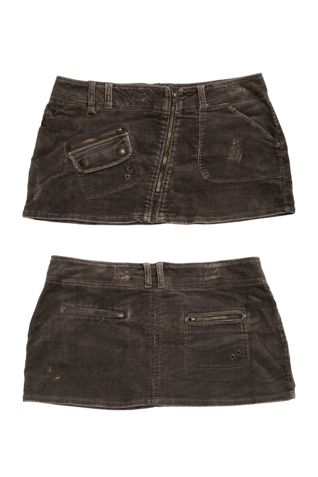 #199 Pimkie grey corduroy mini skirt | c. 164 | size 10