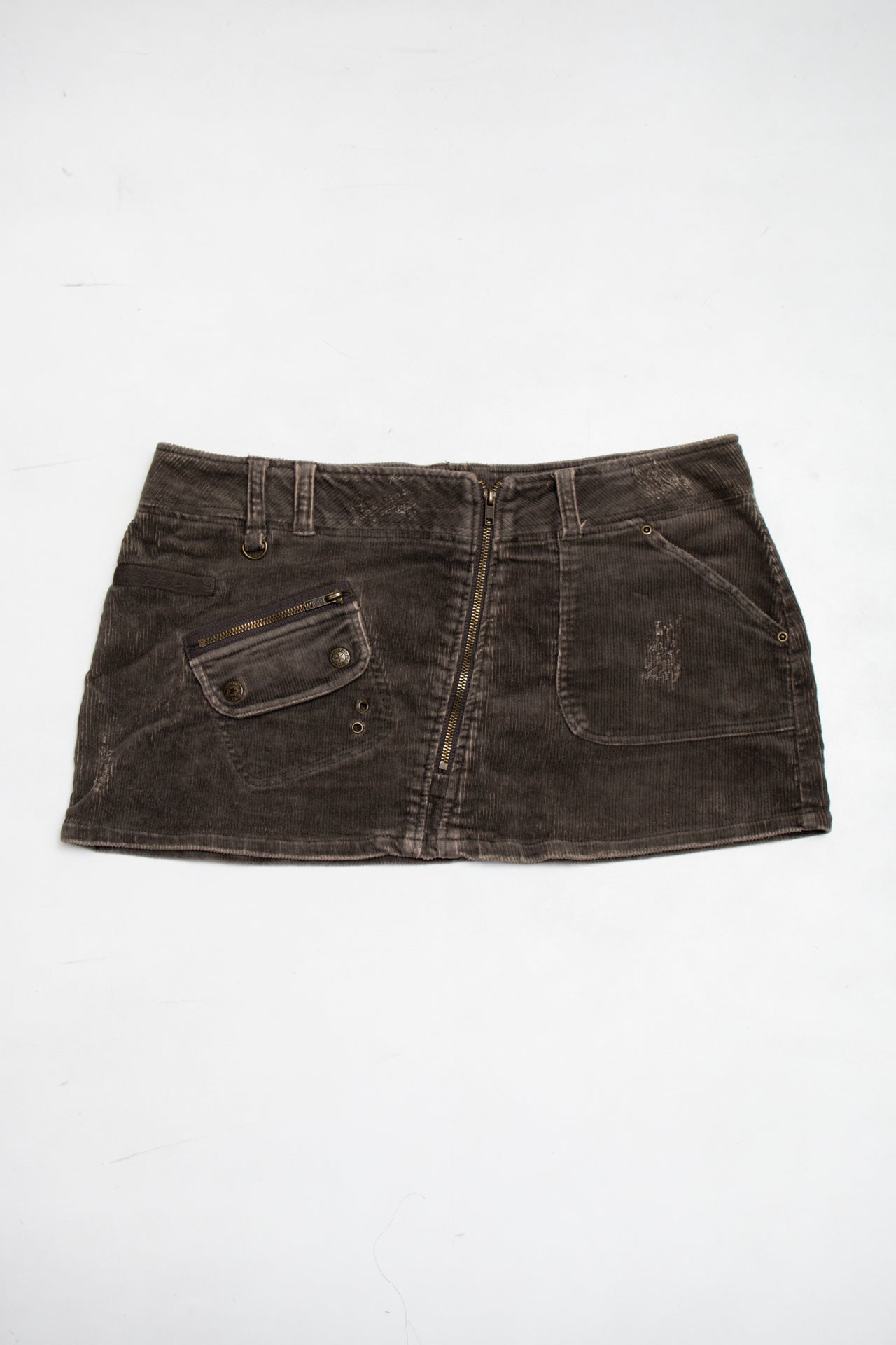 #199 Pimkie grey corduroy mini skirt | c. 164 | size 10