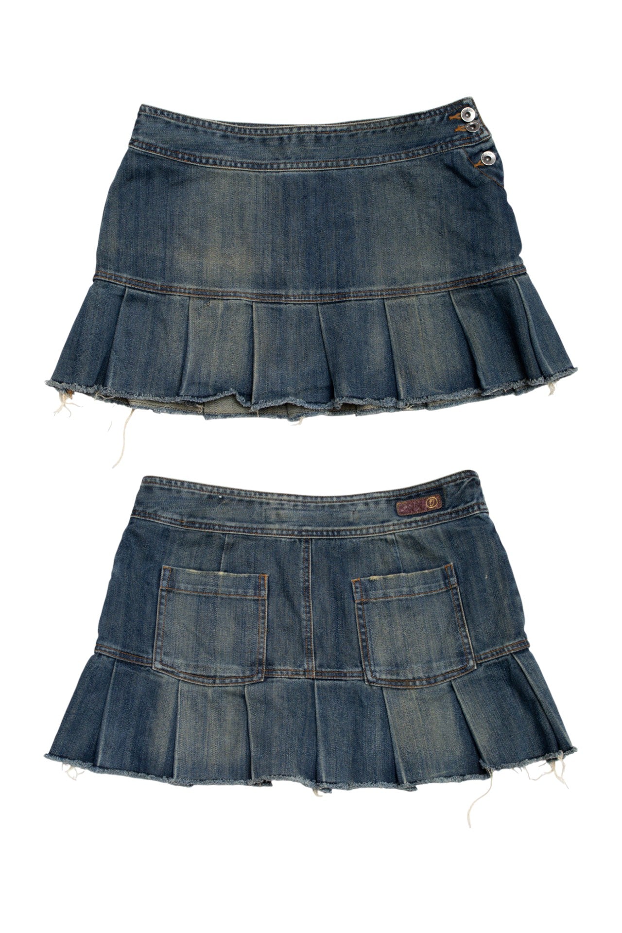 #201 Fox pleated denim mini skirt | c. 164 | size 10