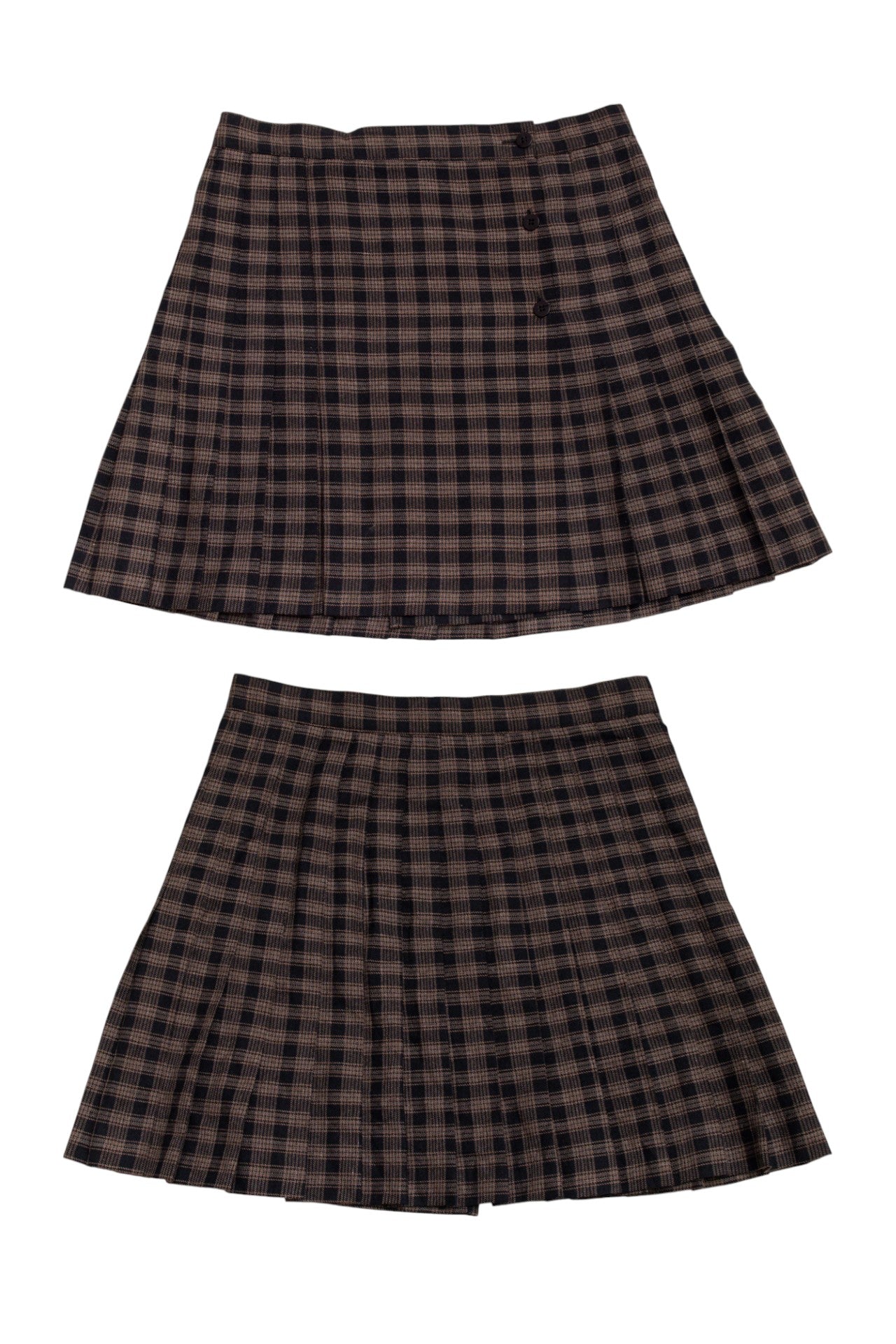#202 Eaton brown/black plaid pleated skirt | c. 164 | size 6/8