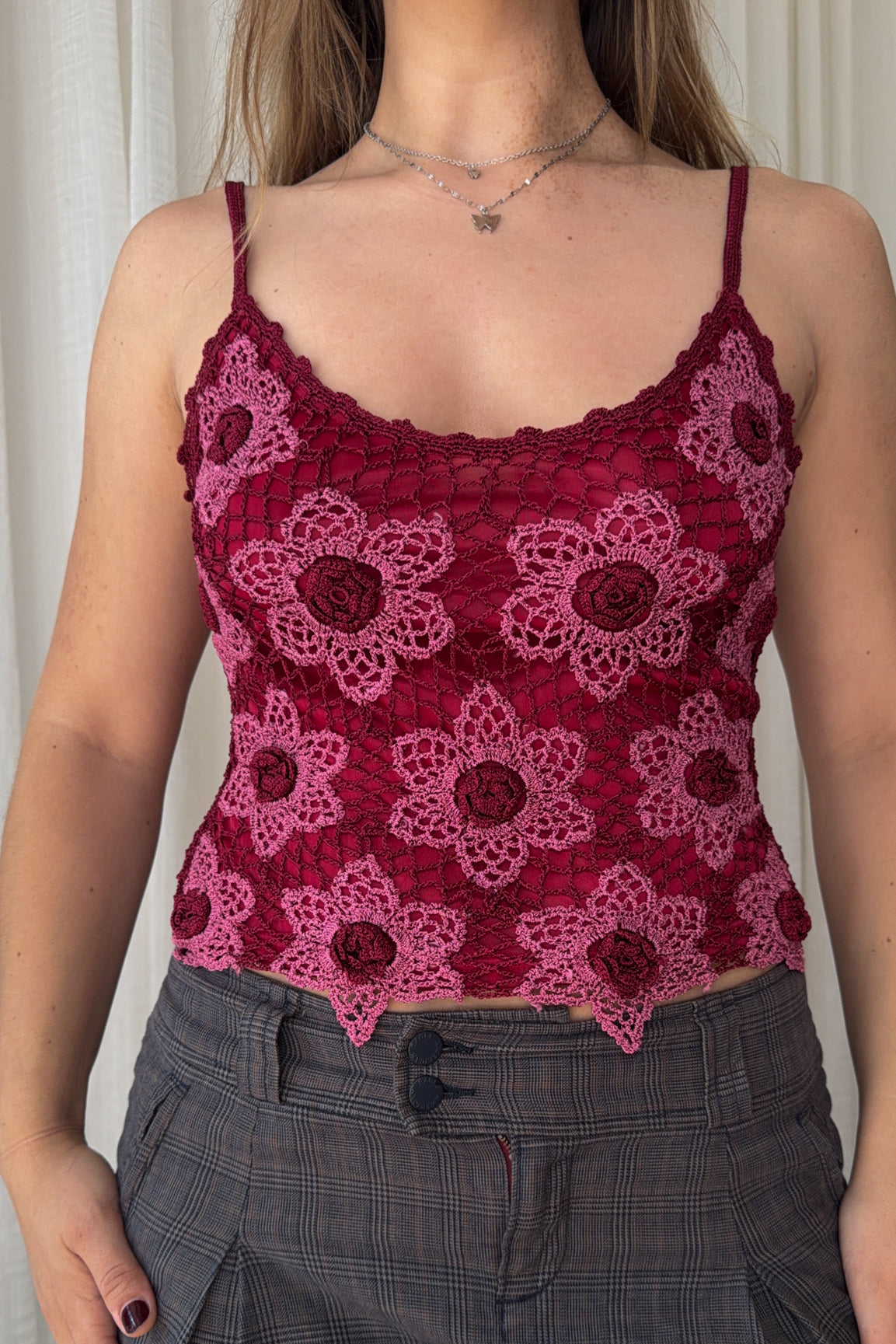 #08 Baolijia Crochet Camisole Top Red | c. 171 | Size 8/10