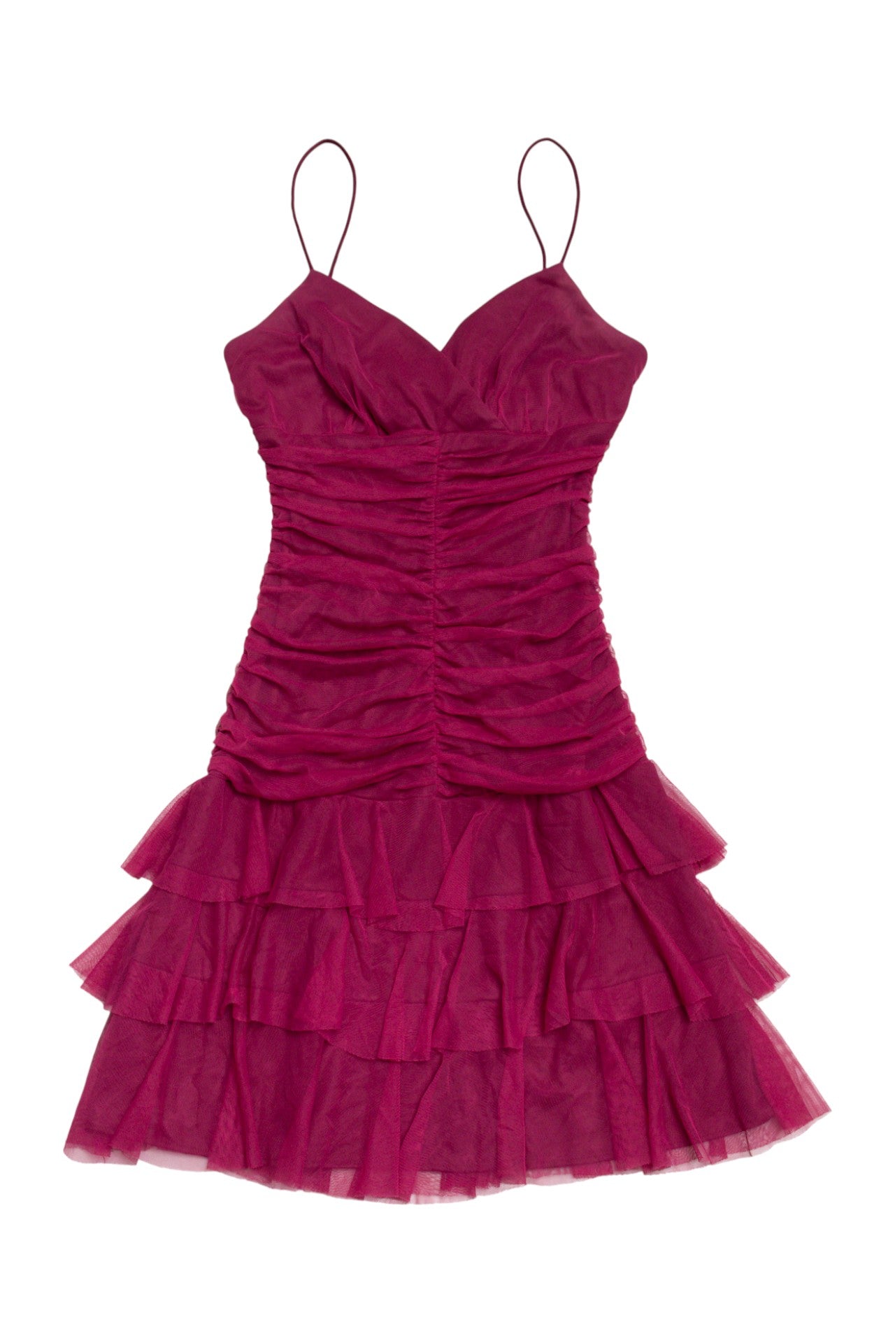 #215 Zam Zam plum ruched mini dress | c. 164 | size 6