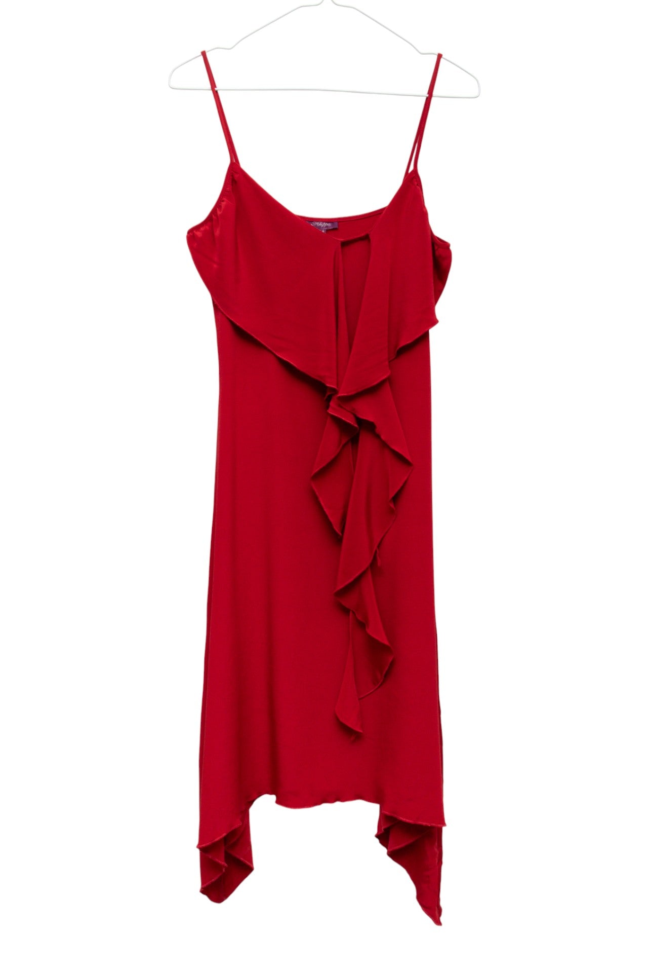#218 Filippa red frilled midi skirt | c. 164 | size 8