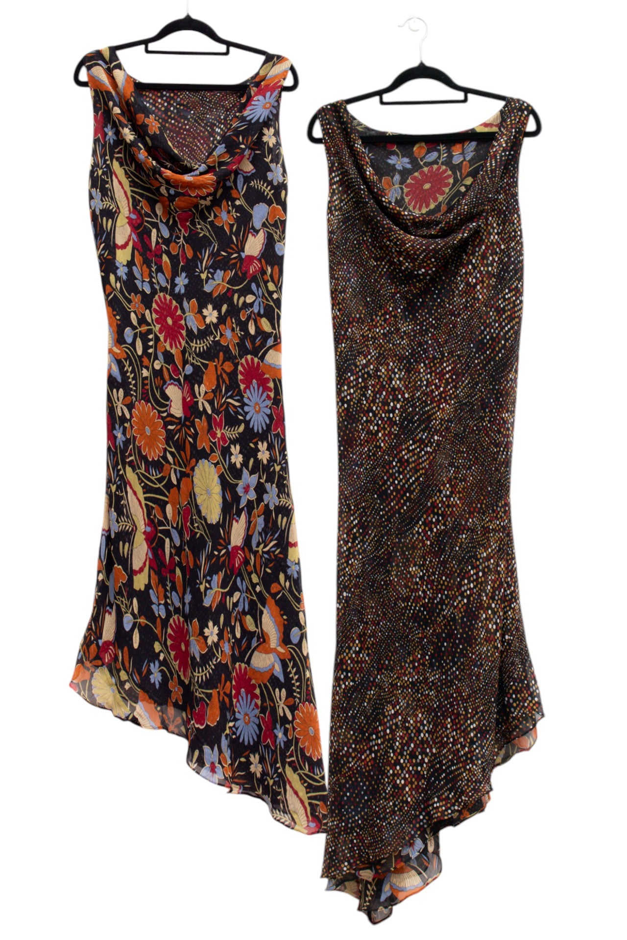 #208 Polka dot flowers reversible cowl neck midi | C 150 | Size 16