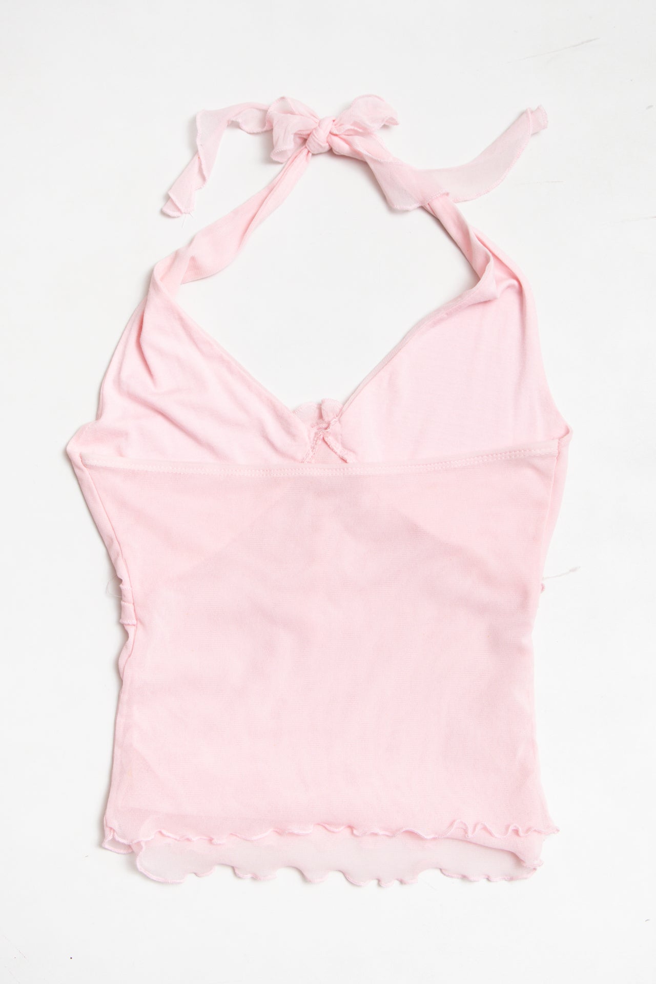 #12 pink ruffled rosette halter top | c. 165 | size 8