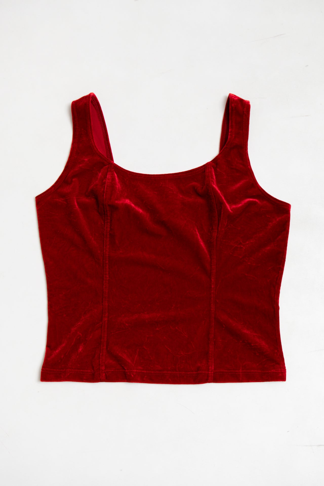 #15 Made in USA red velvet panelled fitted top | c. 165 | size 12