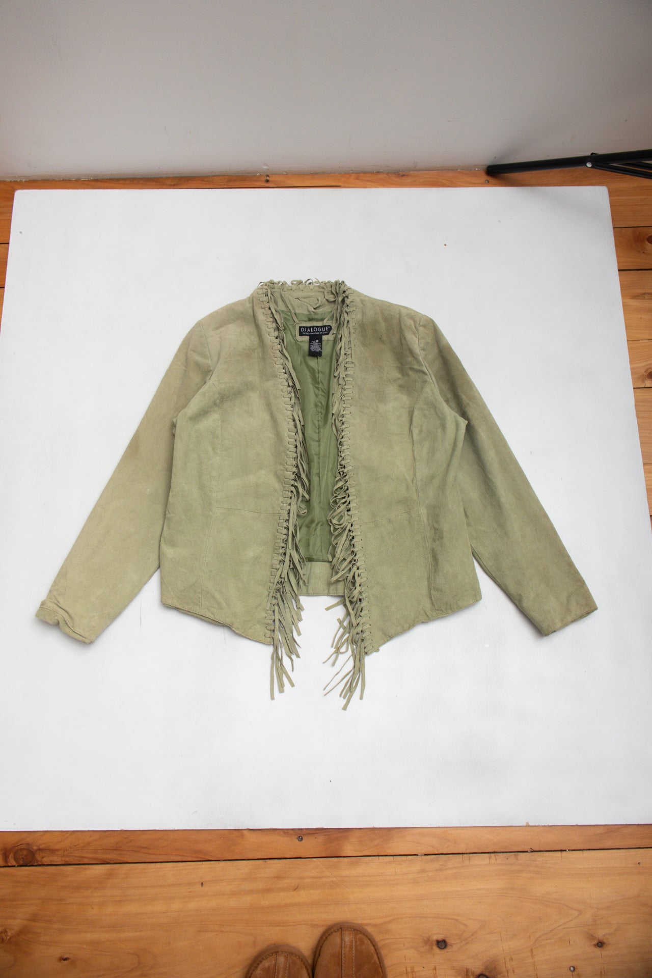 #229 sage green authentic leather jacket | c. 156 | size 10