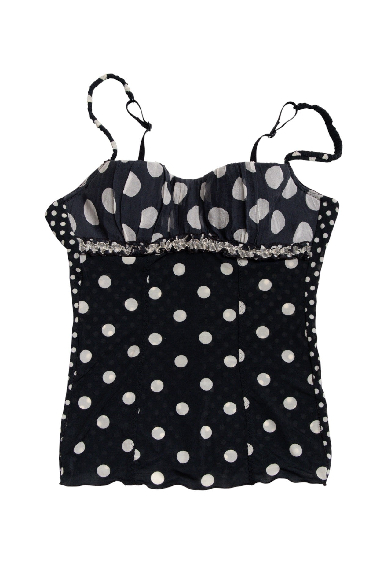 #33 polka dot ruched chest corset/cami | c. 165 | size 8/10