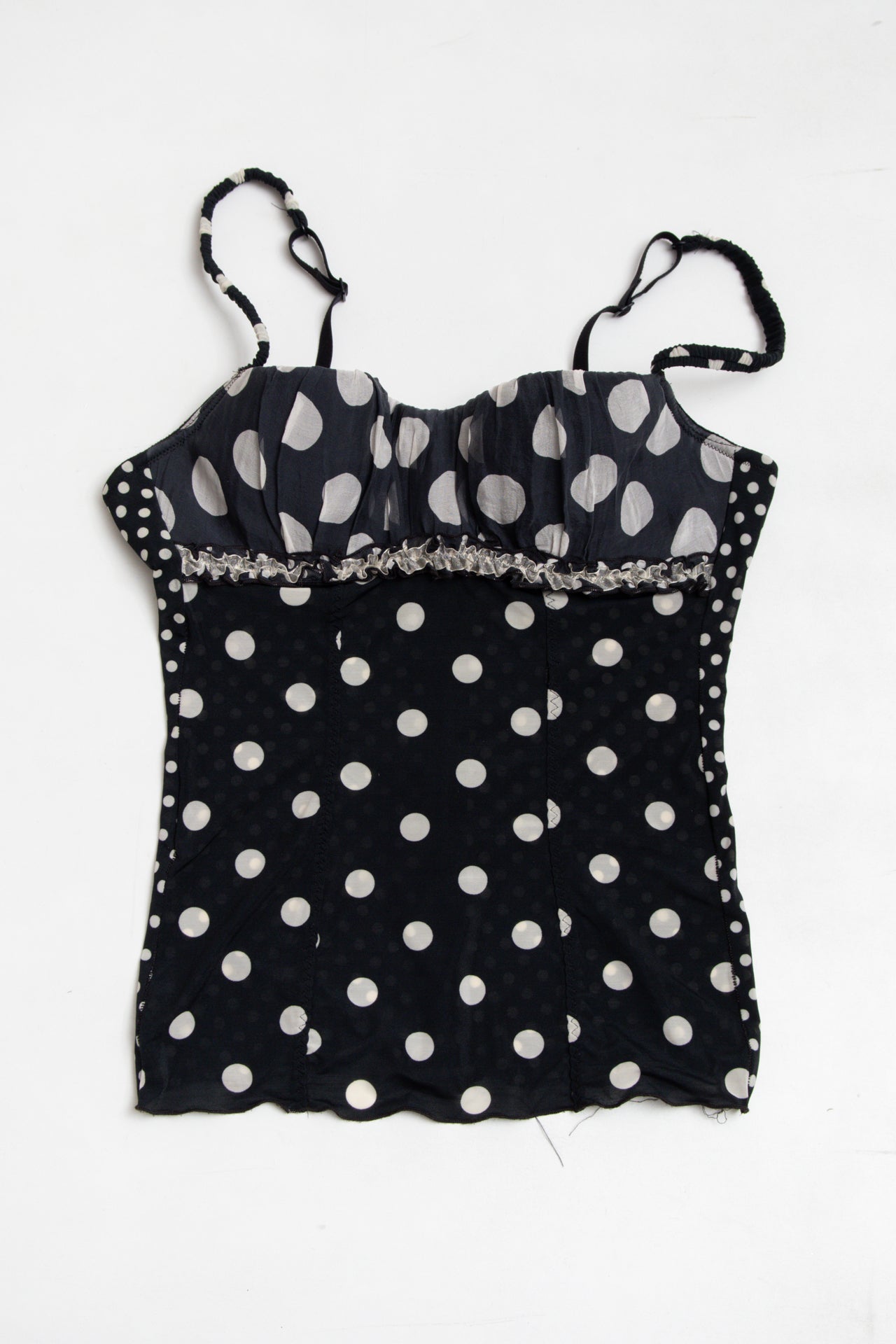 #33 polka dot ruched chest corset/cami | c. 165 | size 8/10