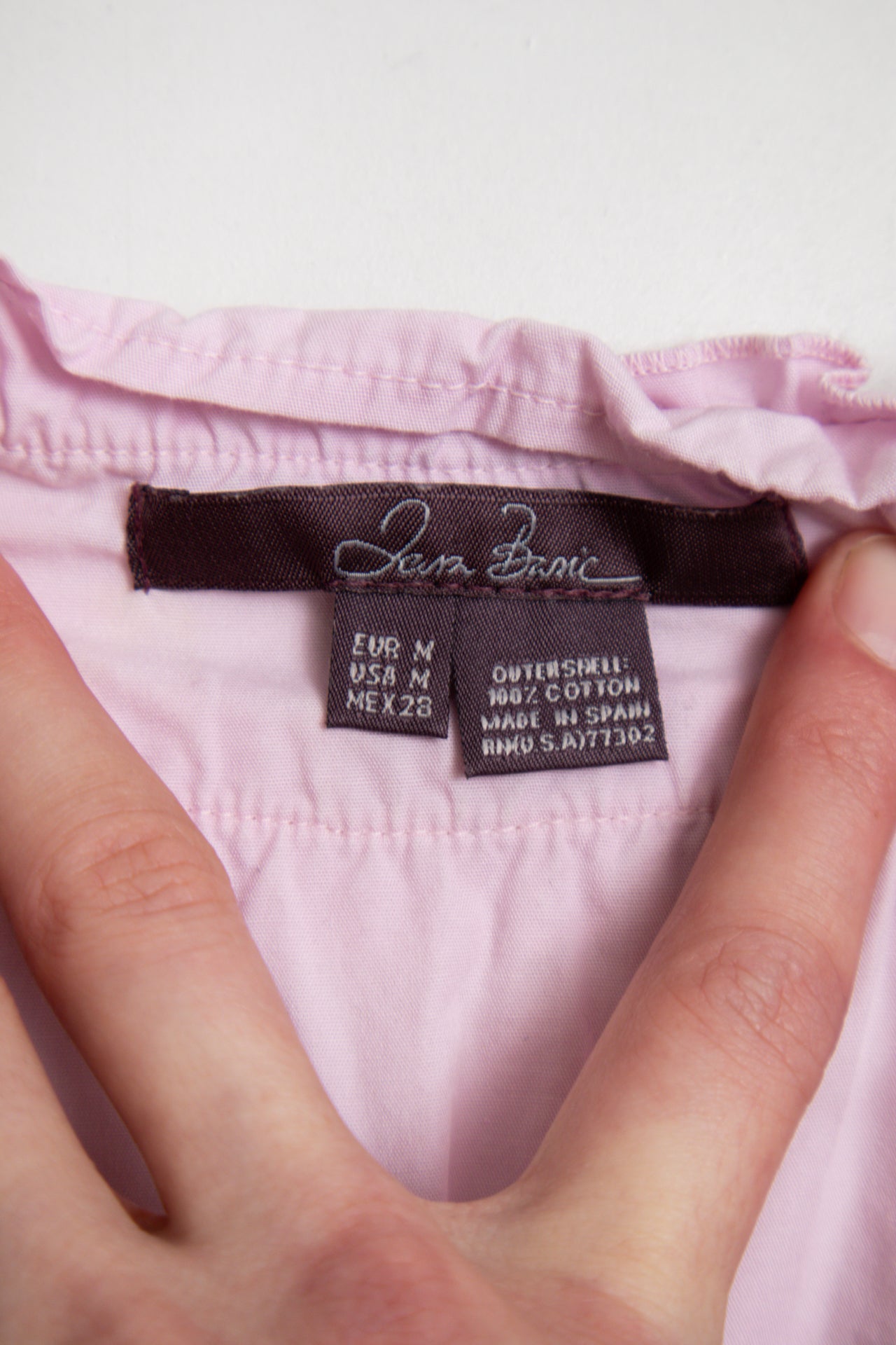 #34 lilac ruffled off-shoulder button up | c. 165 | size 10