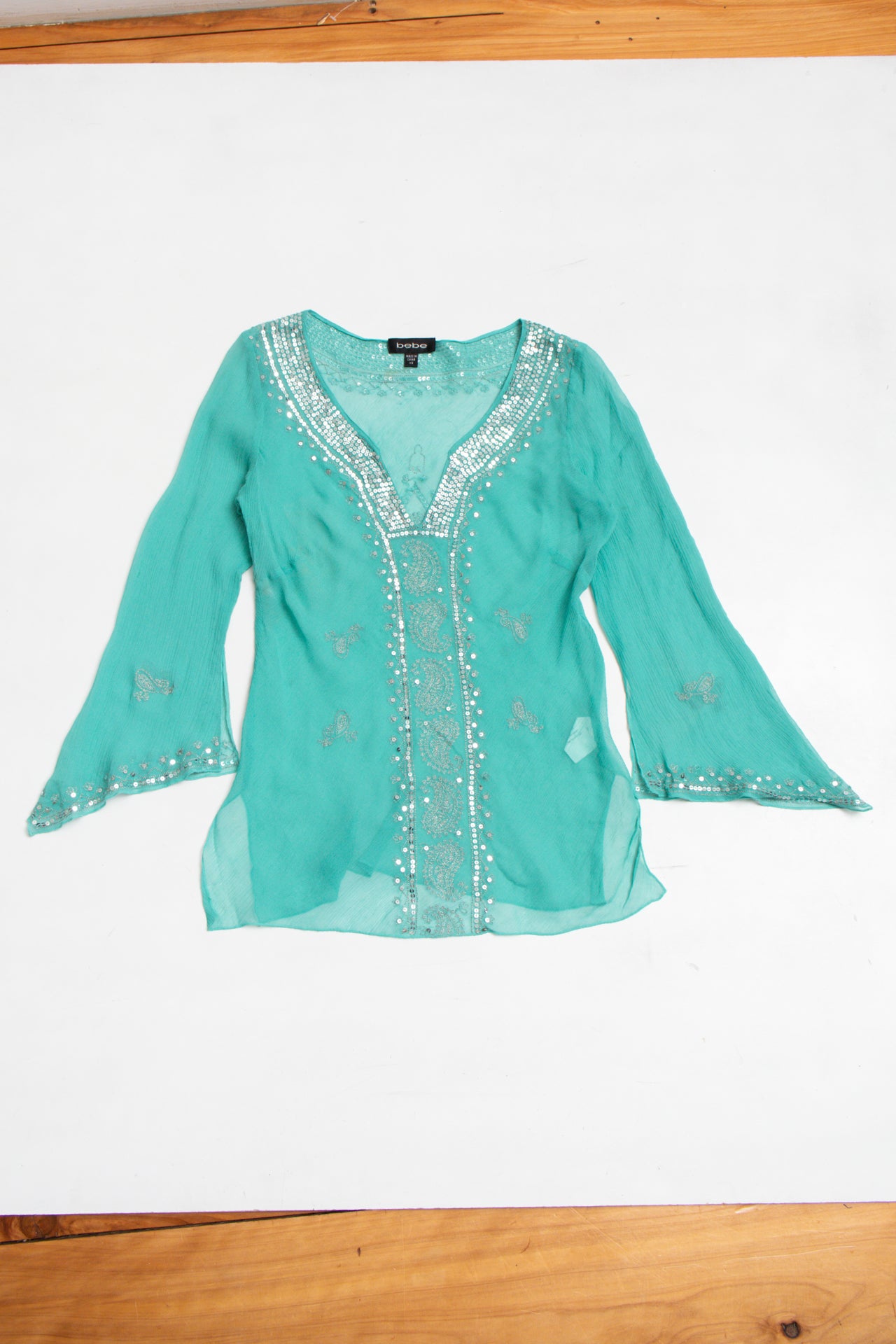 #35 Bebe silk sequinned top | c. 165 | size 8/10