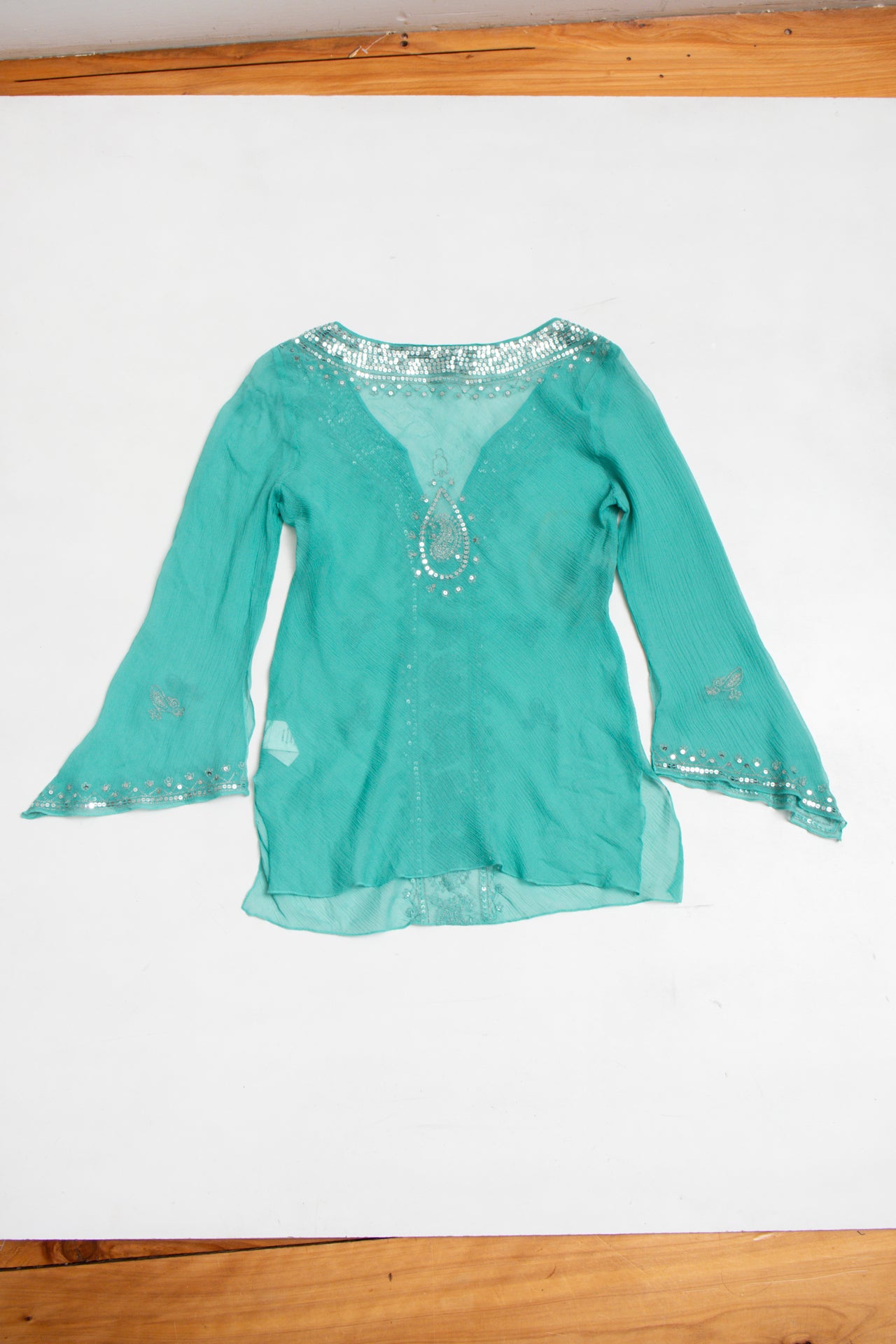 #35 Bebe silk sequinned top | c. 165 | size 8/10